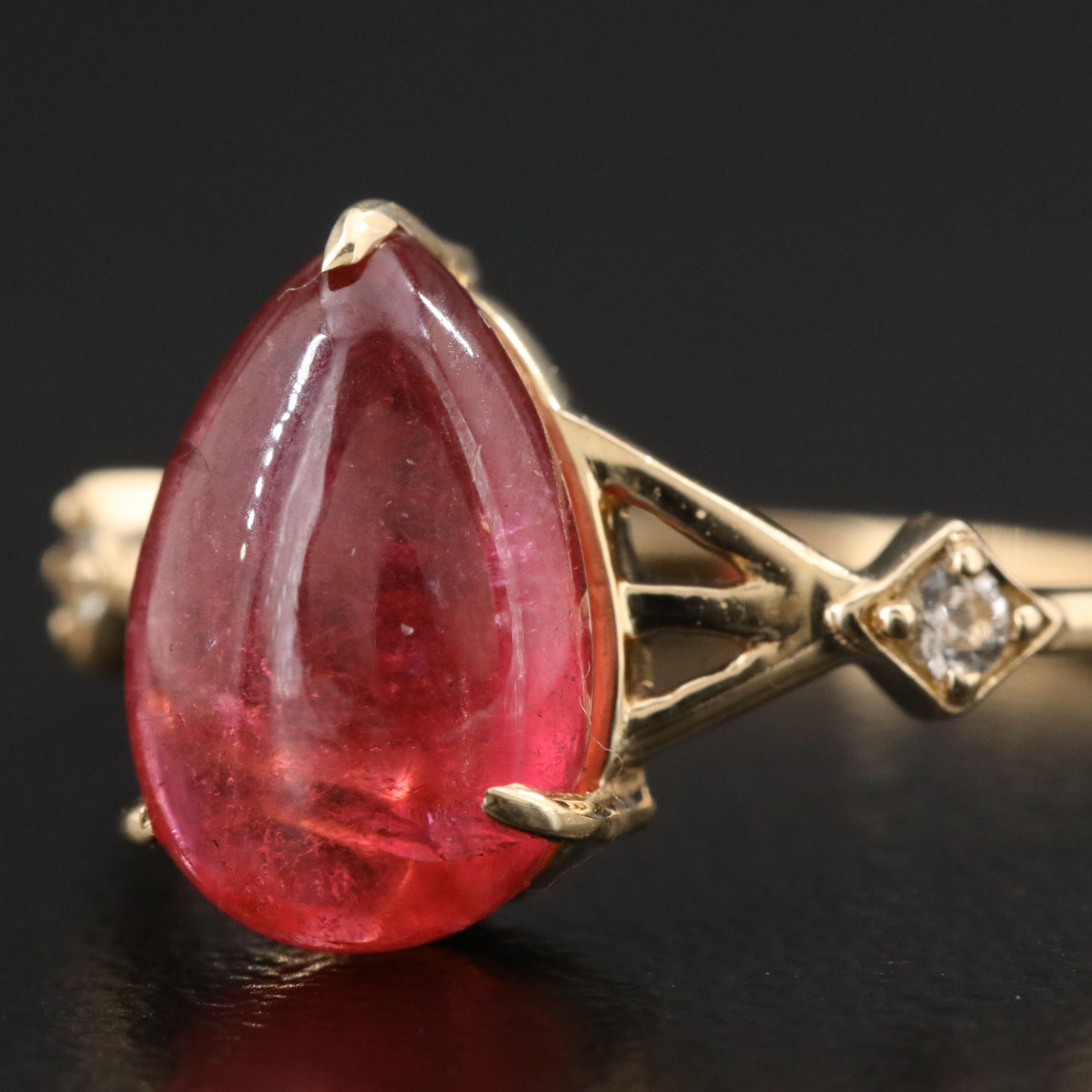 14K Tourmaline and White Sapphire Ring