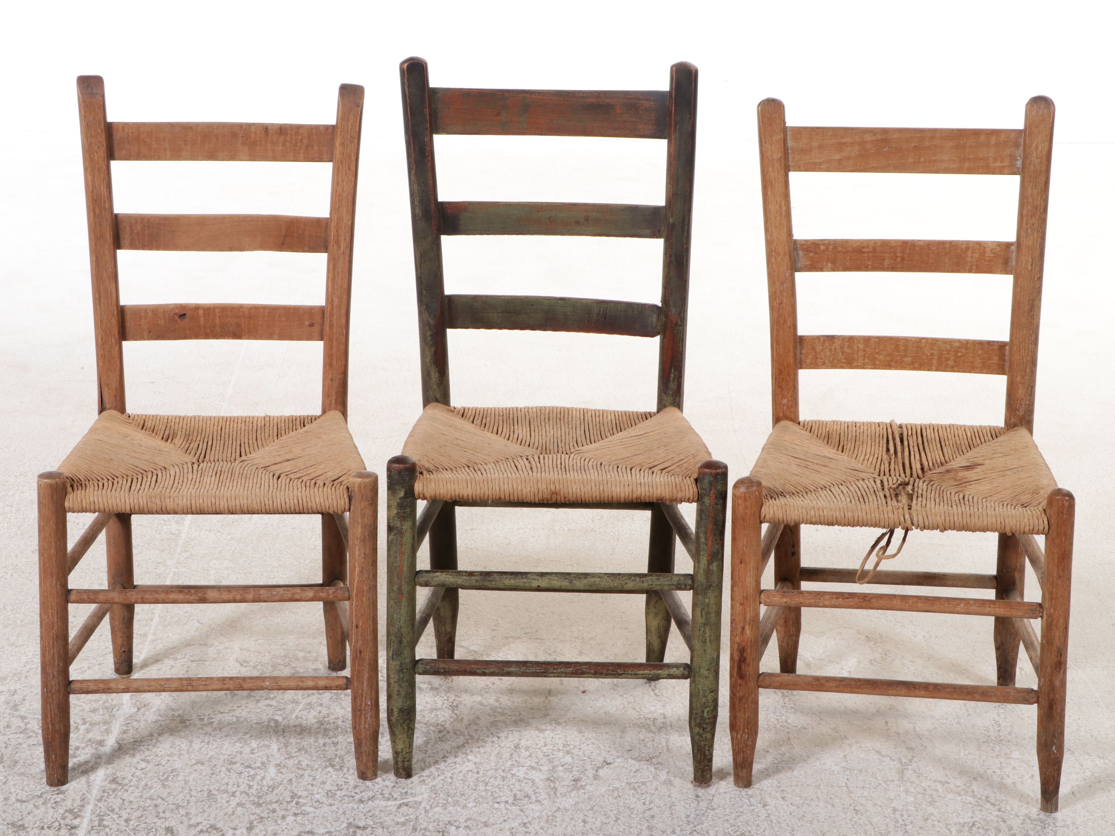 Three Early American Style Ladder Back Side Chairs