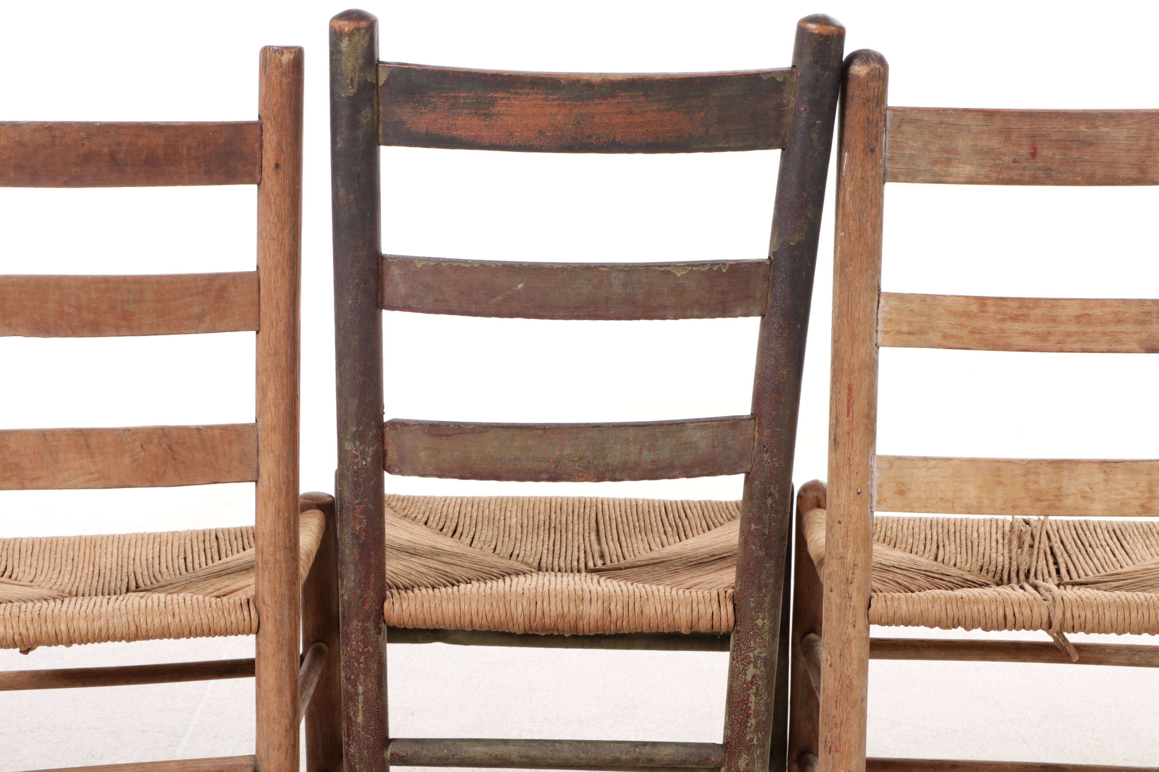 Three Early American Style Ladder Back Side Chairs