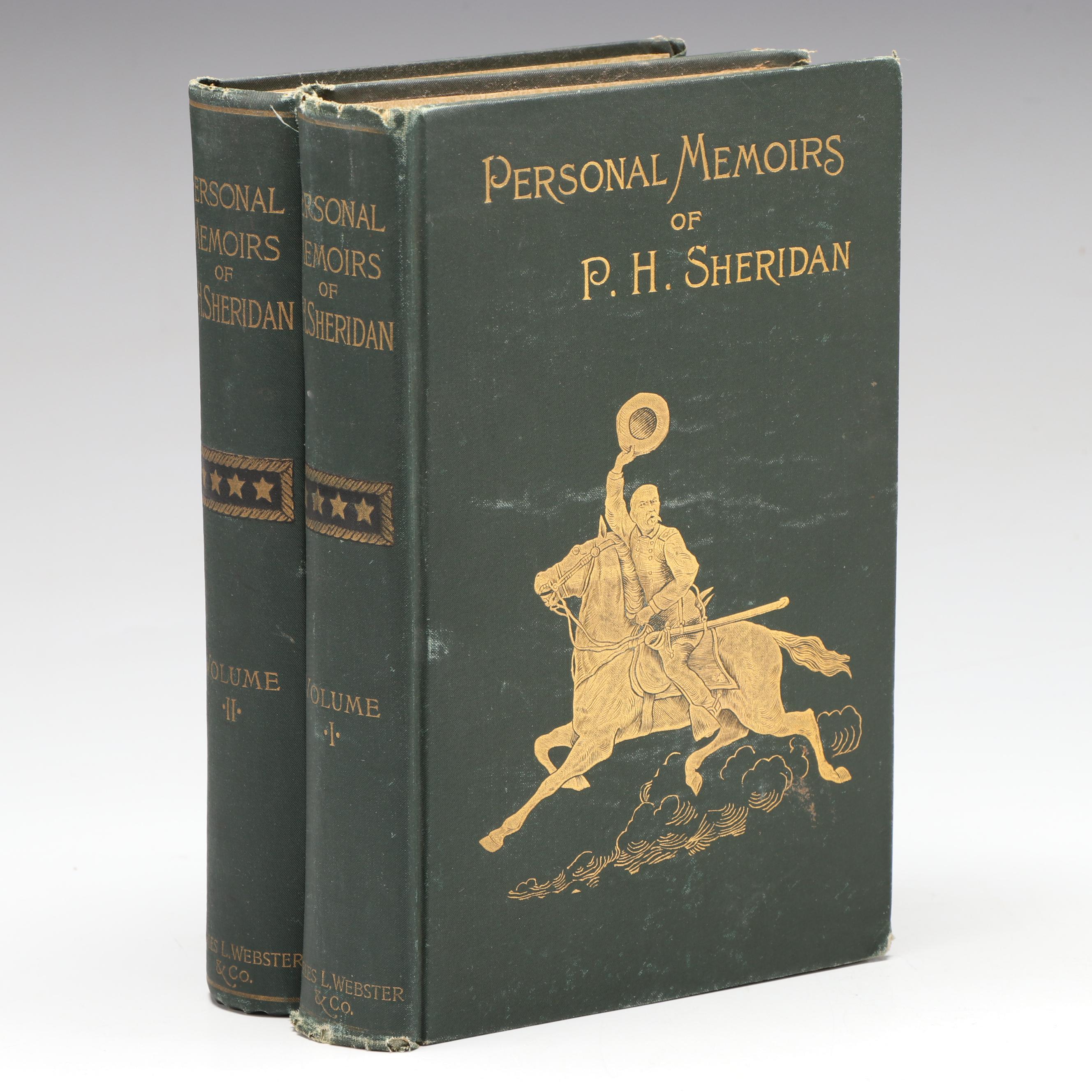 First Edition "Personal Memoirs of P. H. Sheridan" Two-Volume Set, 1888