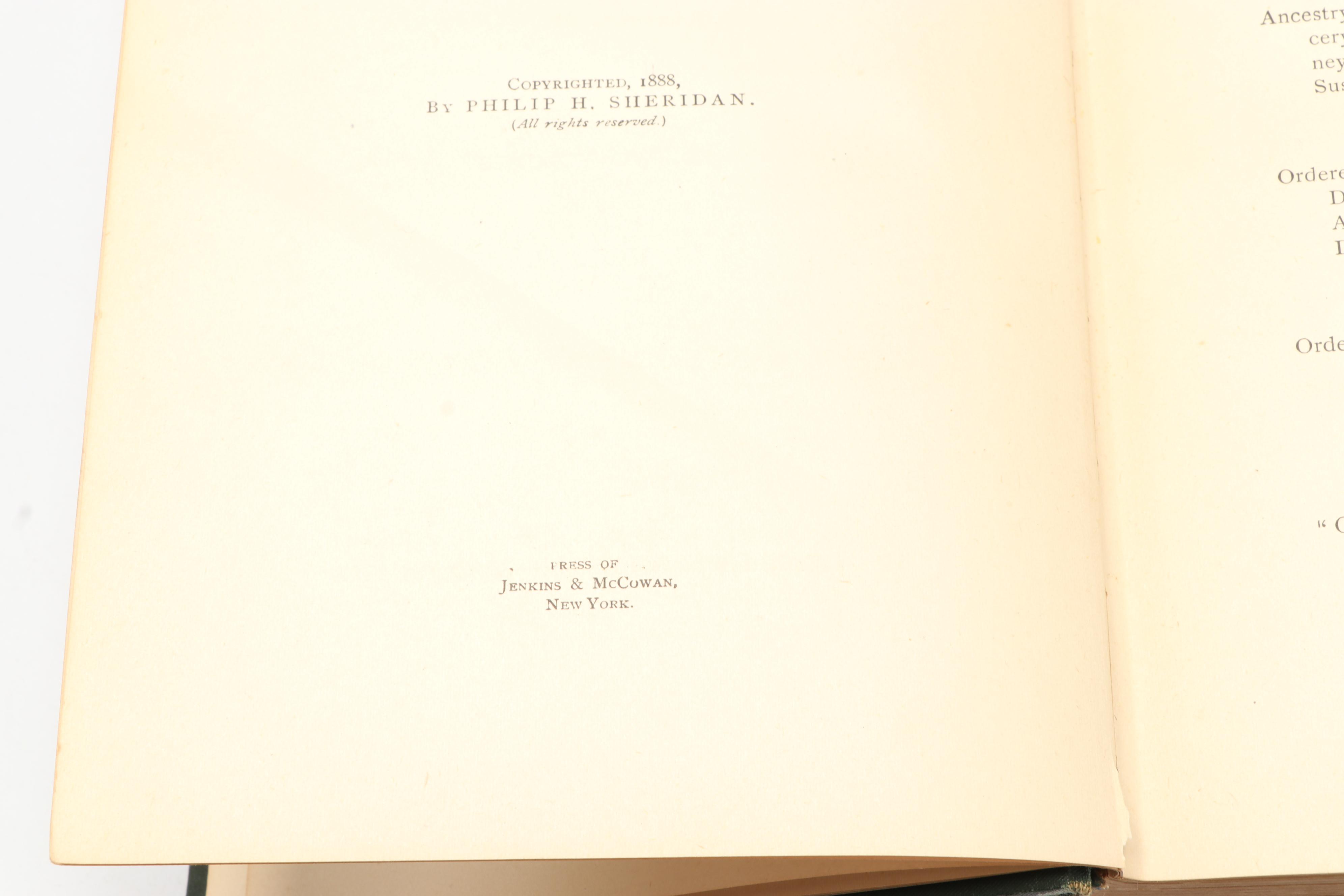 First Edition "Personal Memoirs of P. H. Sheridan" Two-Volume Set, 1888