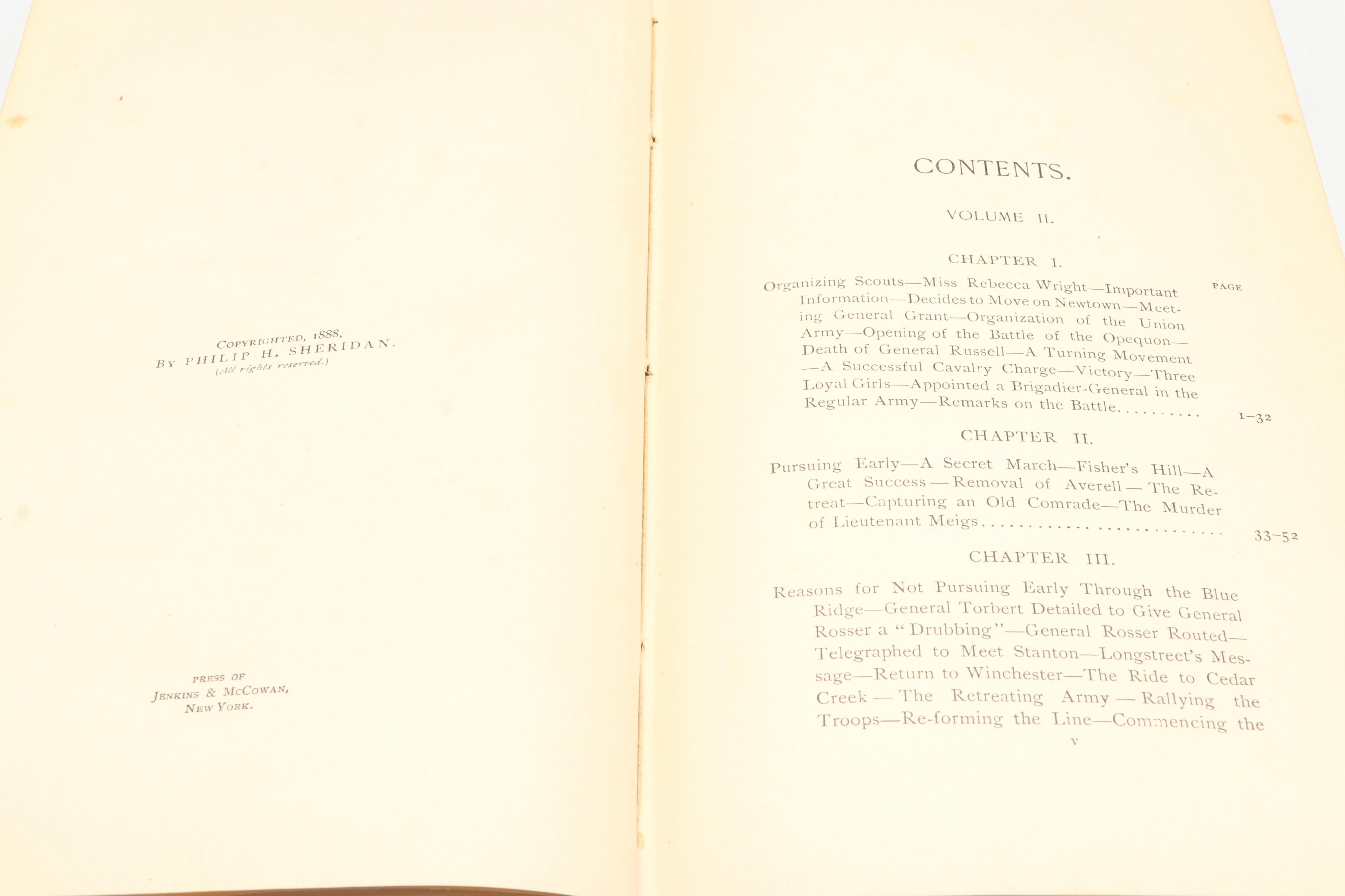 First Edition "Personal Memoirs of P. H. Sheridan" Two-Volume Set, 1888