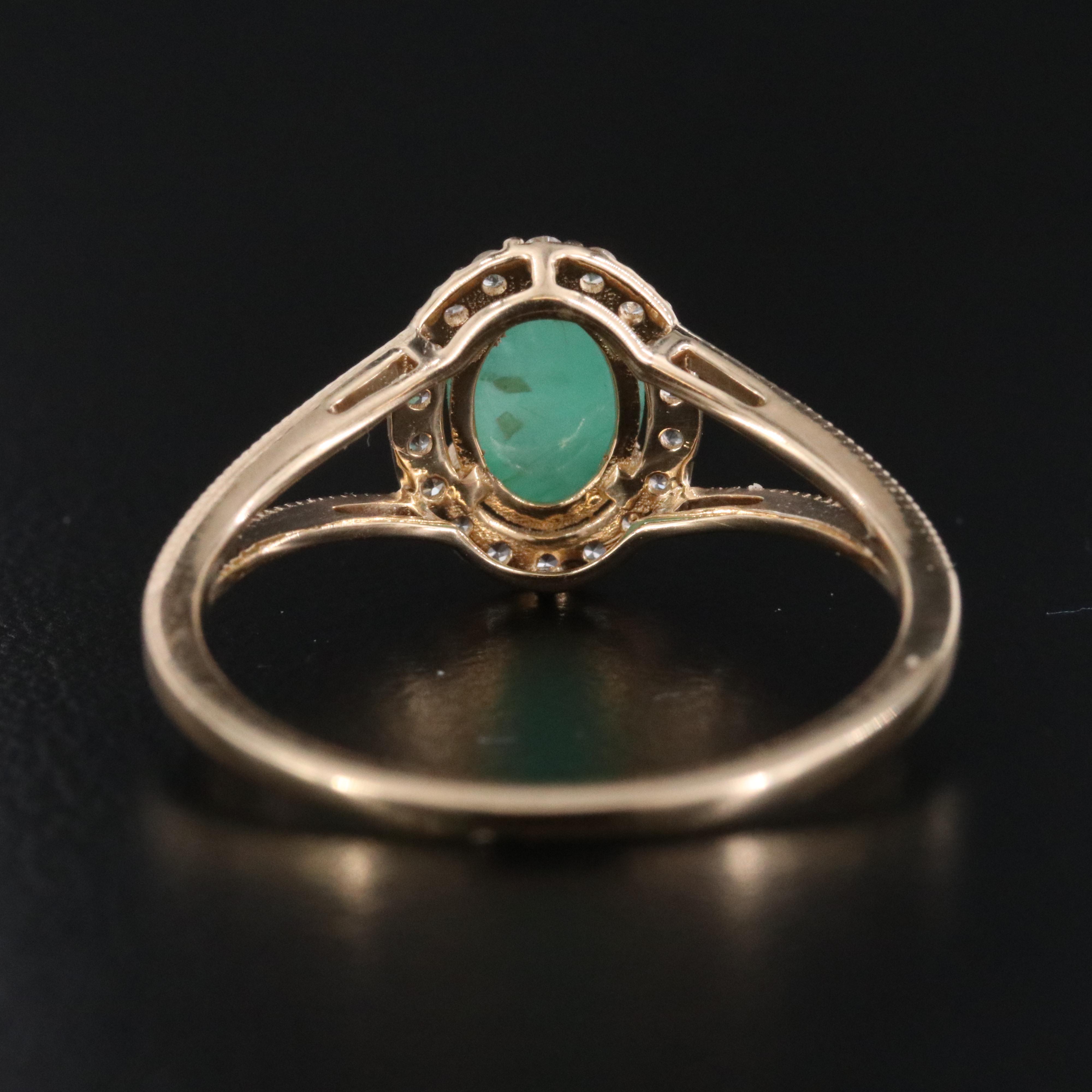 14K Emerald and White Sapphire Ring