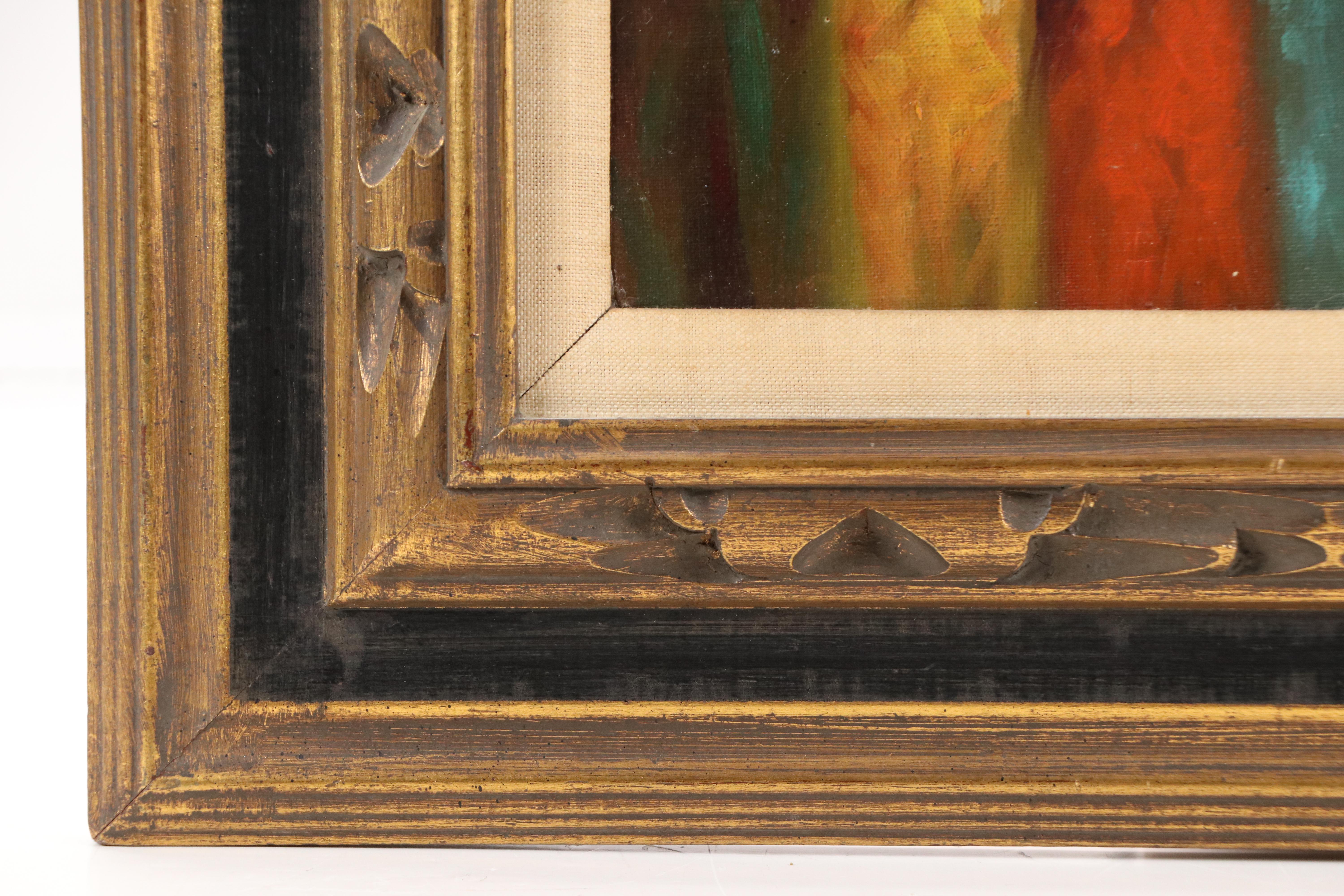 Louis Spiegel Oil Painting Portrait of Clown, 1968