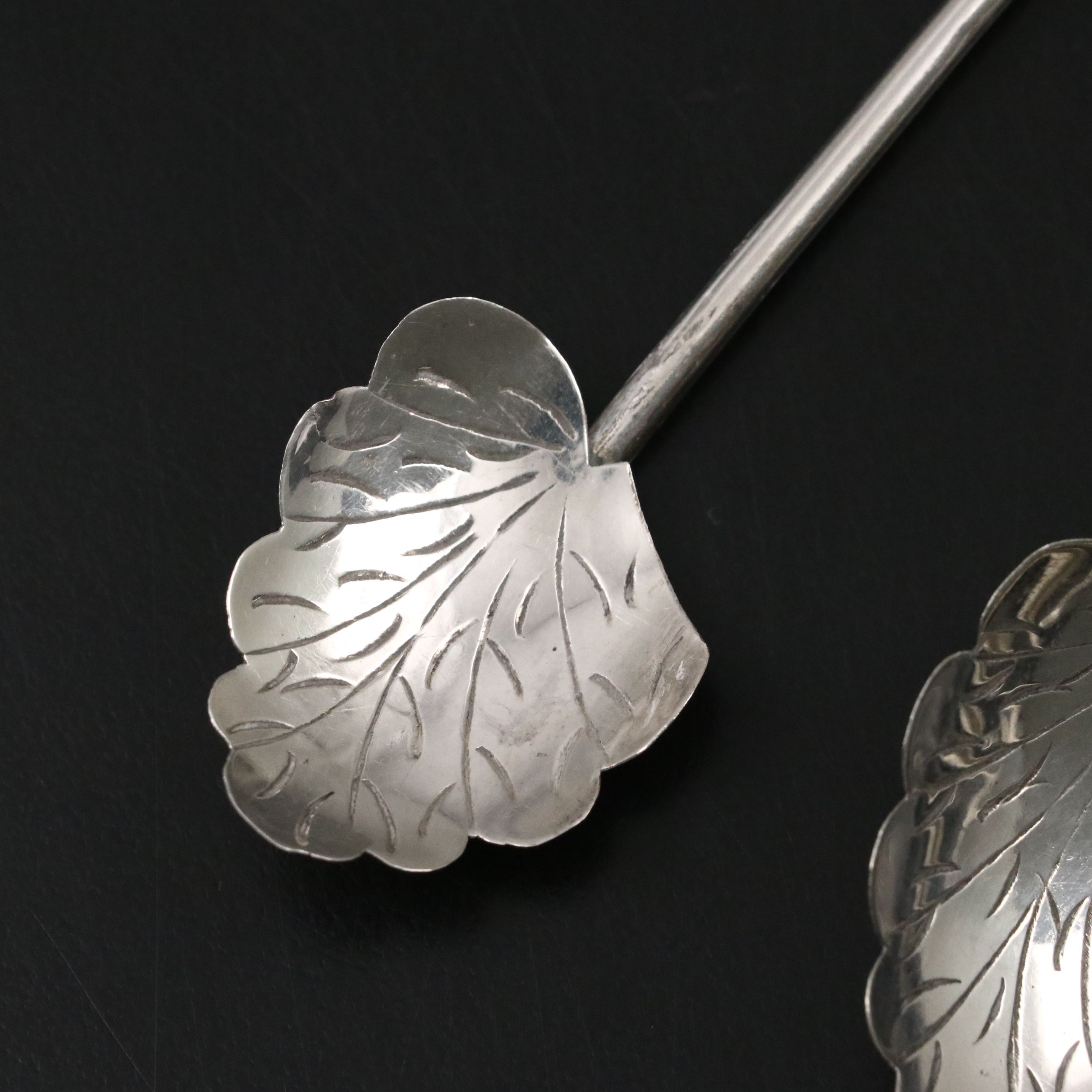 Mexican Sterling Silver Sipper Straw Iced Tea Spoons, Mid to Late 20th Century