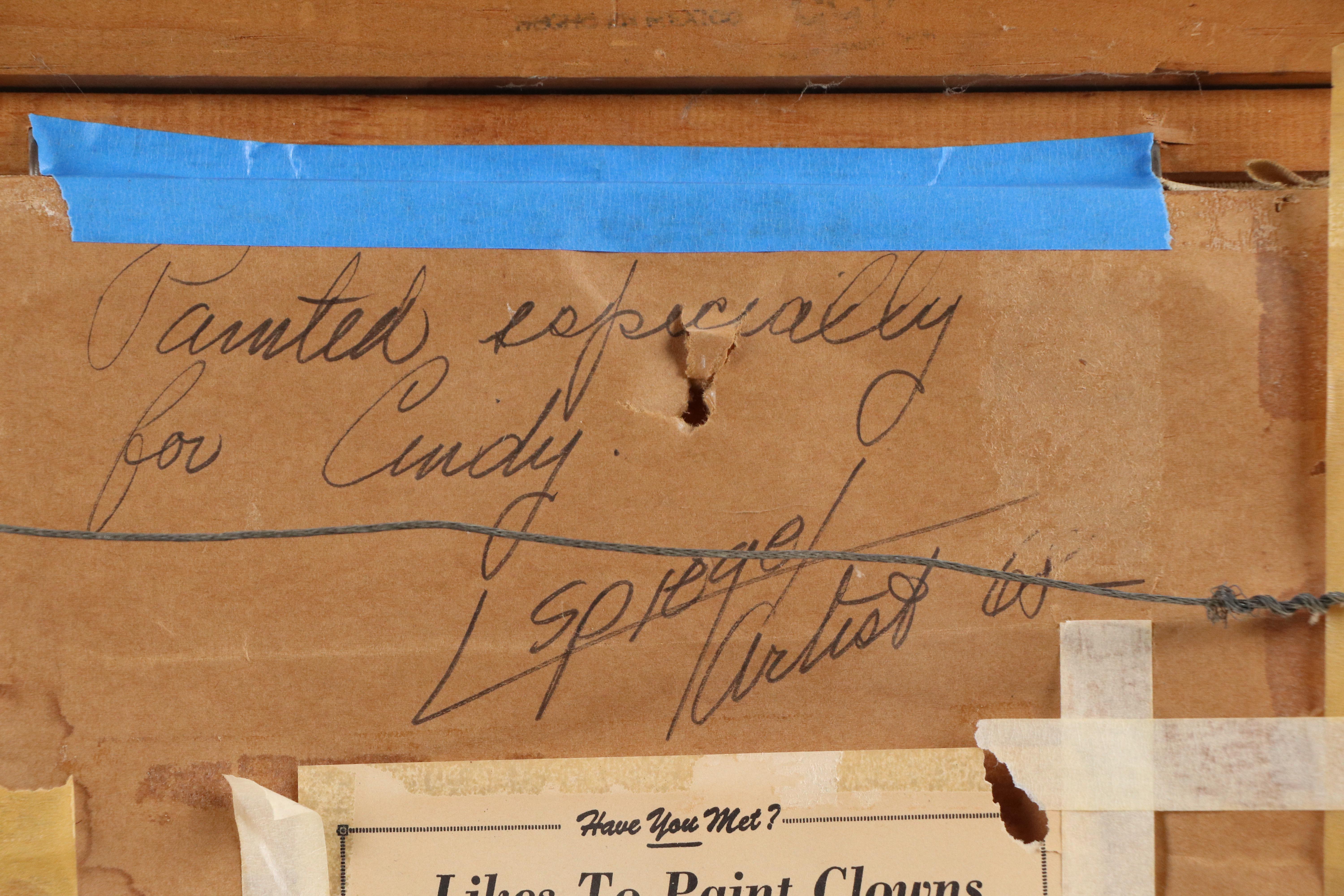 Louis Spiegel Oil Painting Portrait of Clown, 1968