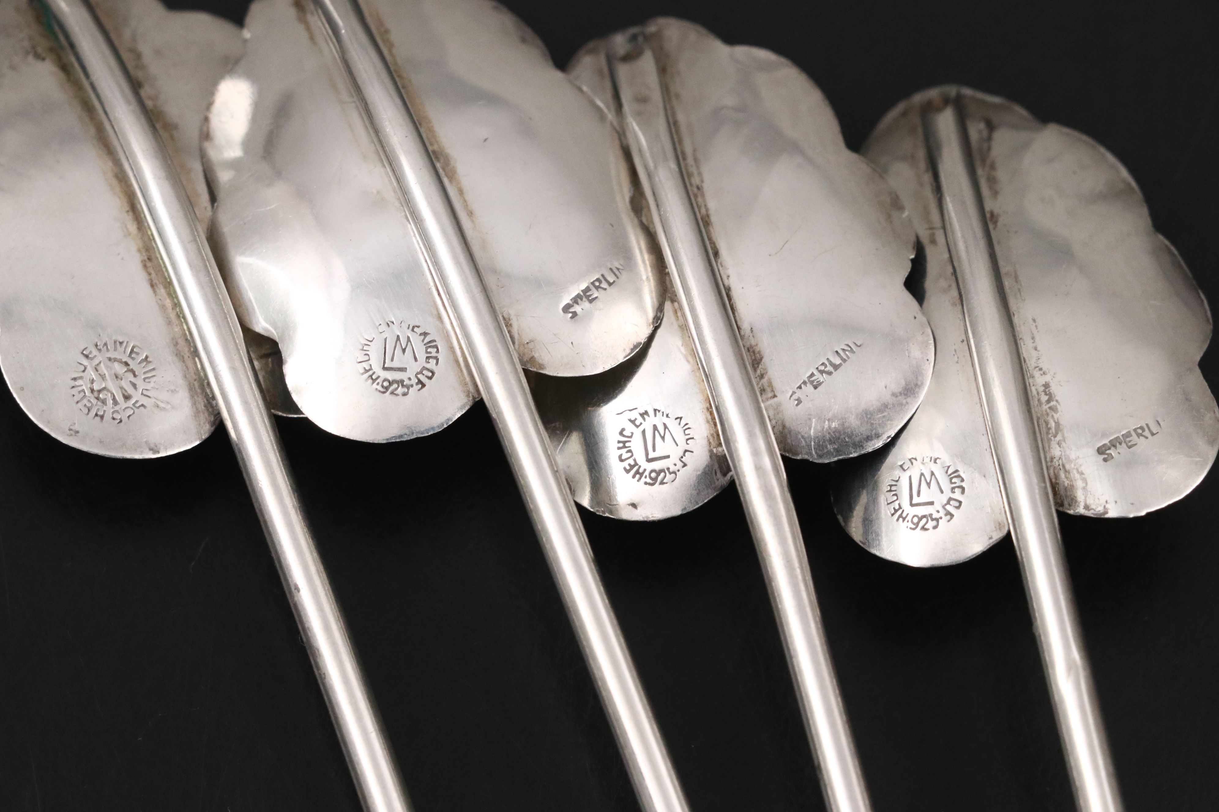 Mexican Sterling Silver Sipper Straw Iced Tea Spoons, Mid to Late 20th Century