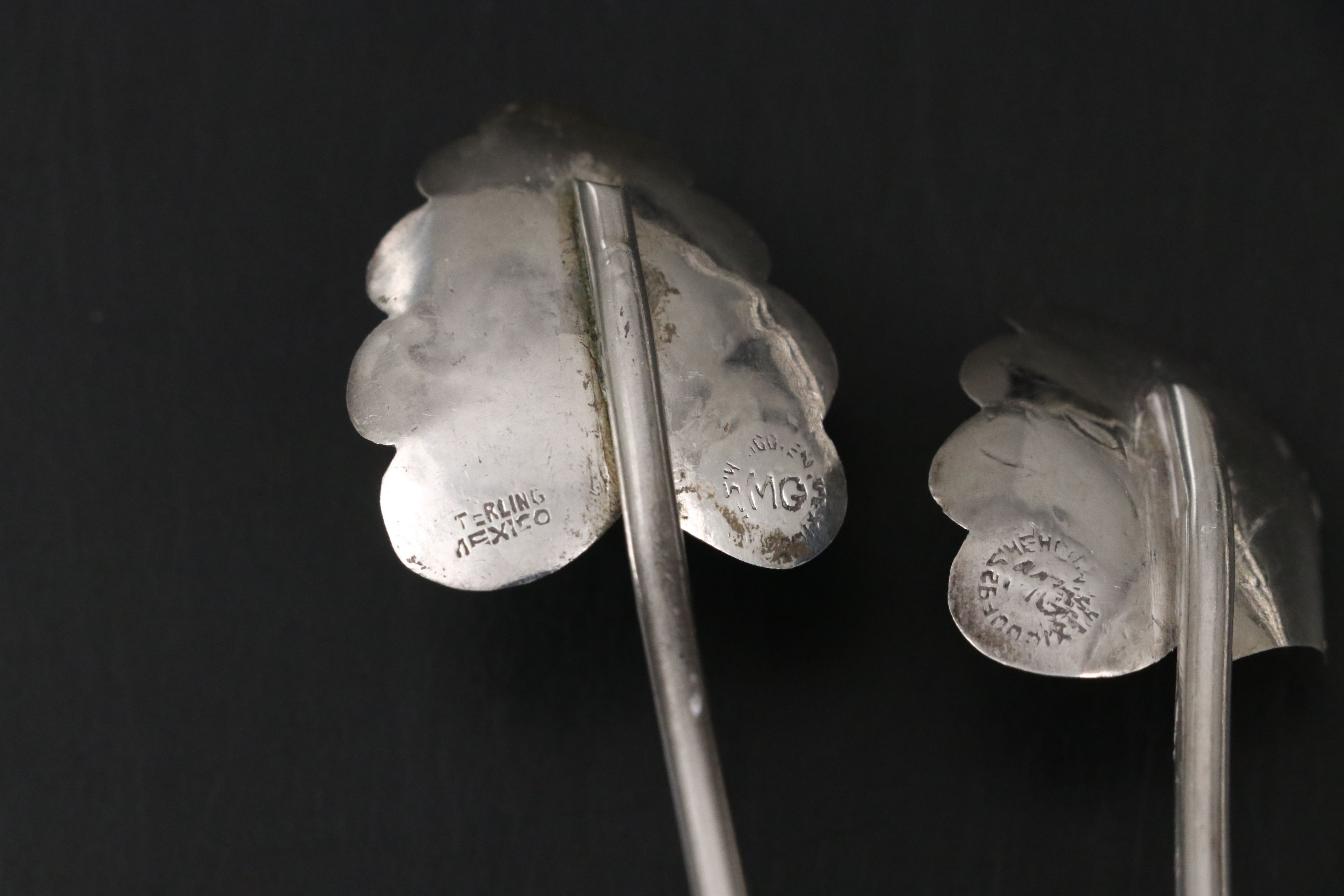 Mexican Sterling Silver Sipper Straw Iced Tea Spoons, Mid to Late 20th Century