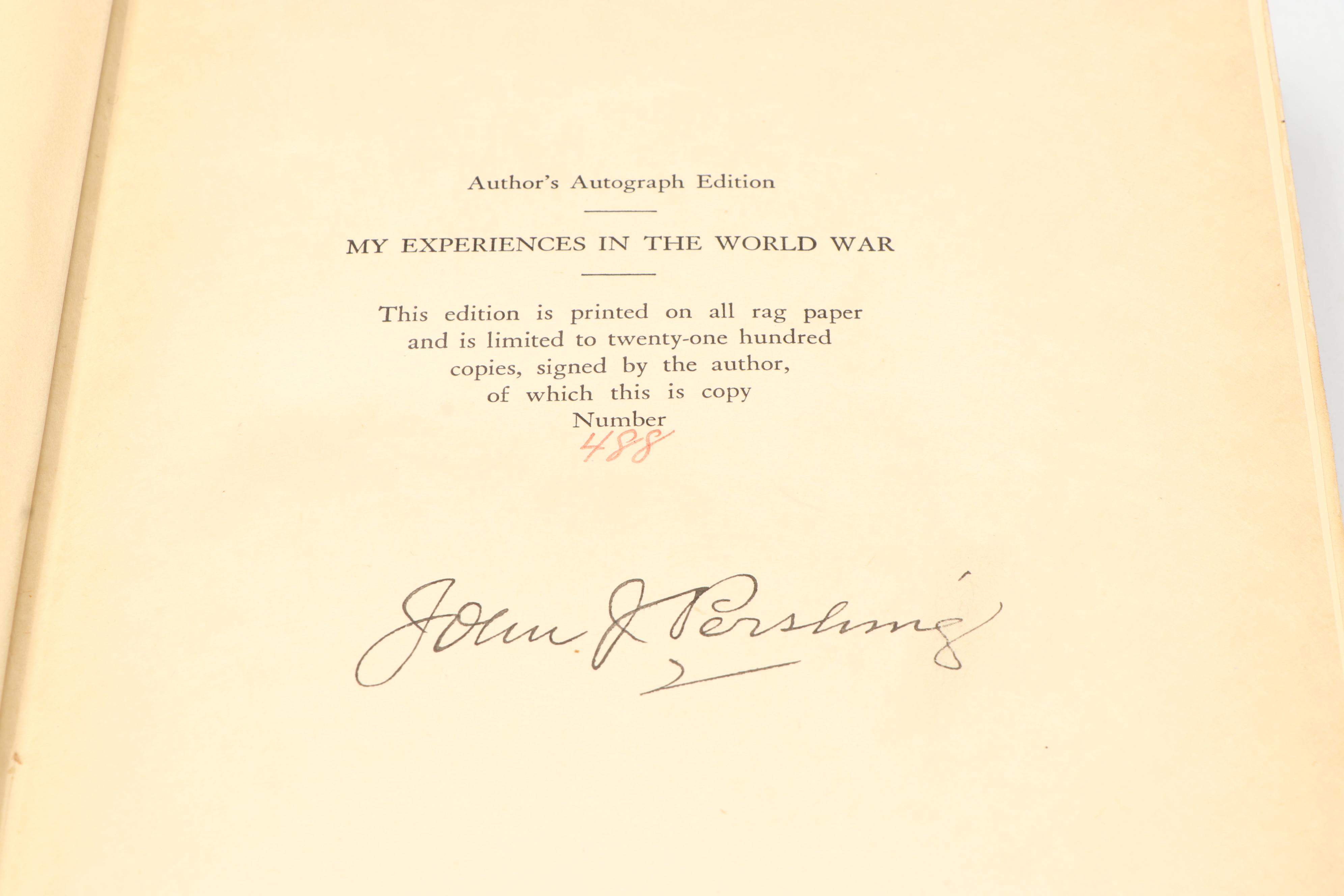 Author's Autograph Edition "My Experiences in the World War" by John J. Pershing