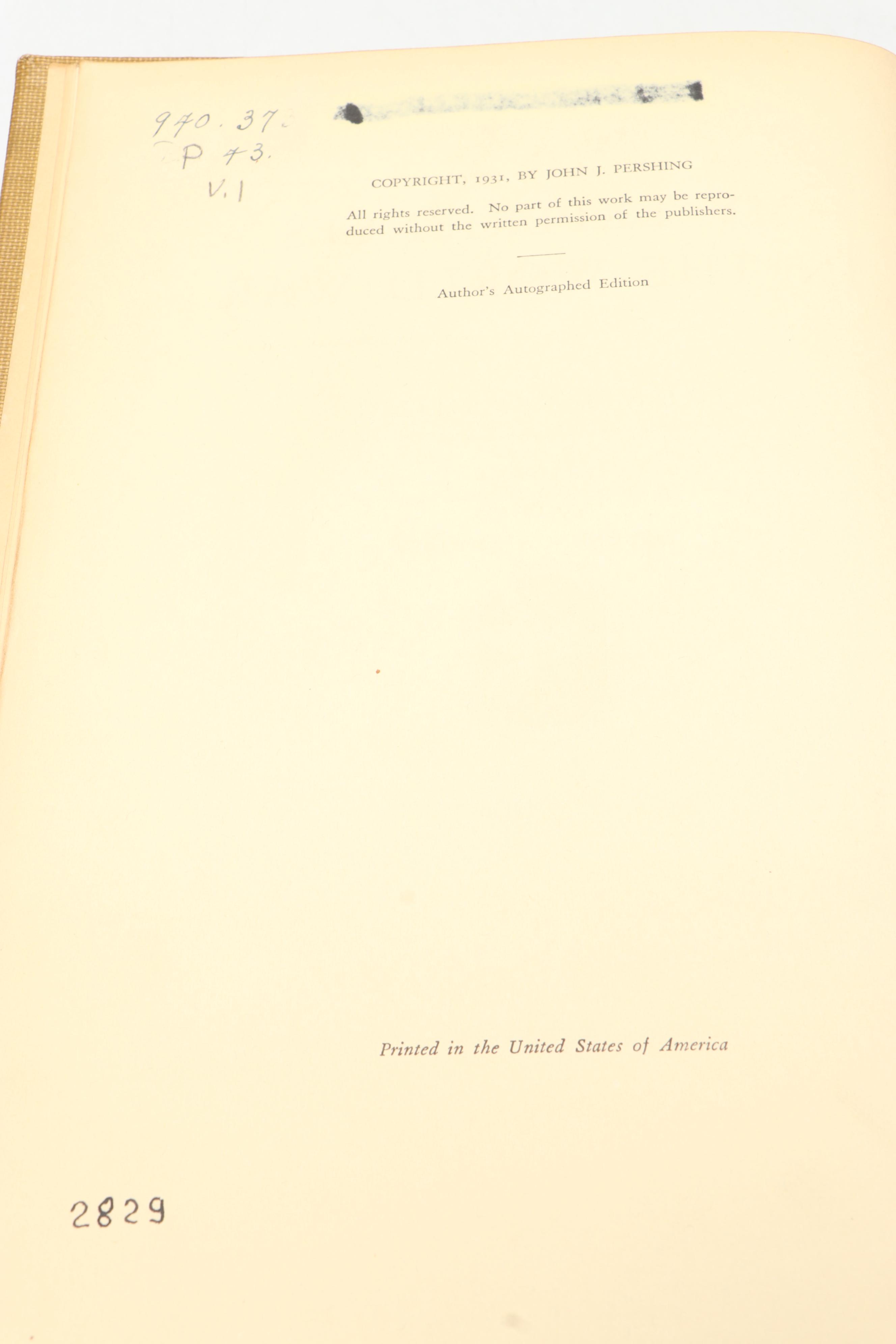 Author's Autograph Edition "My Experiences in the World War" by John J. Pershing