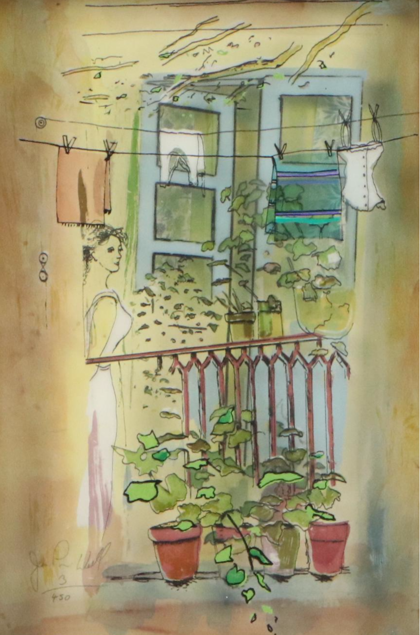 Jean-Pierre Weill Vitreographs "Girl Flowers Balcony" and Children at Play