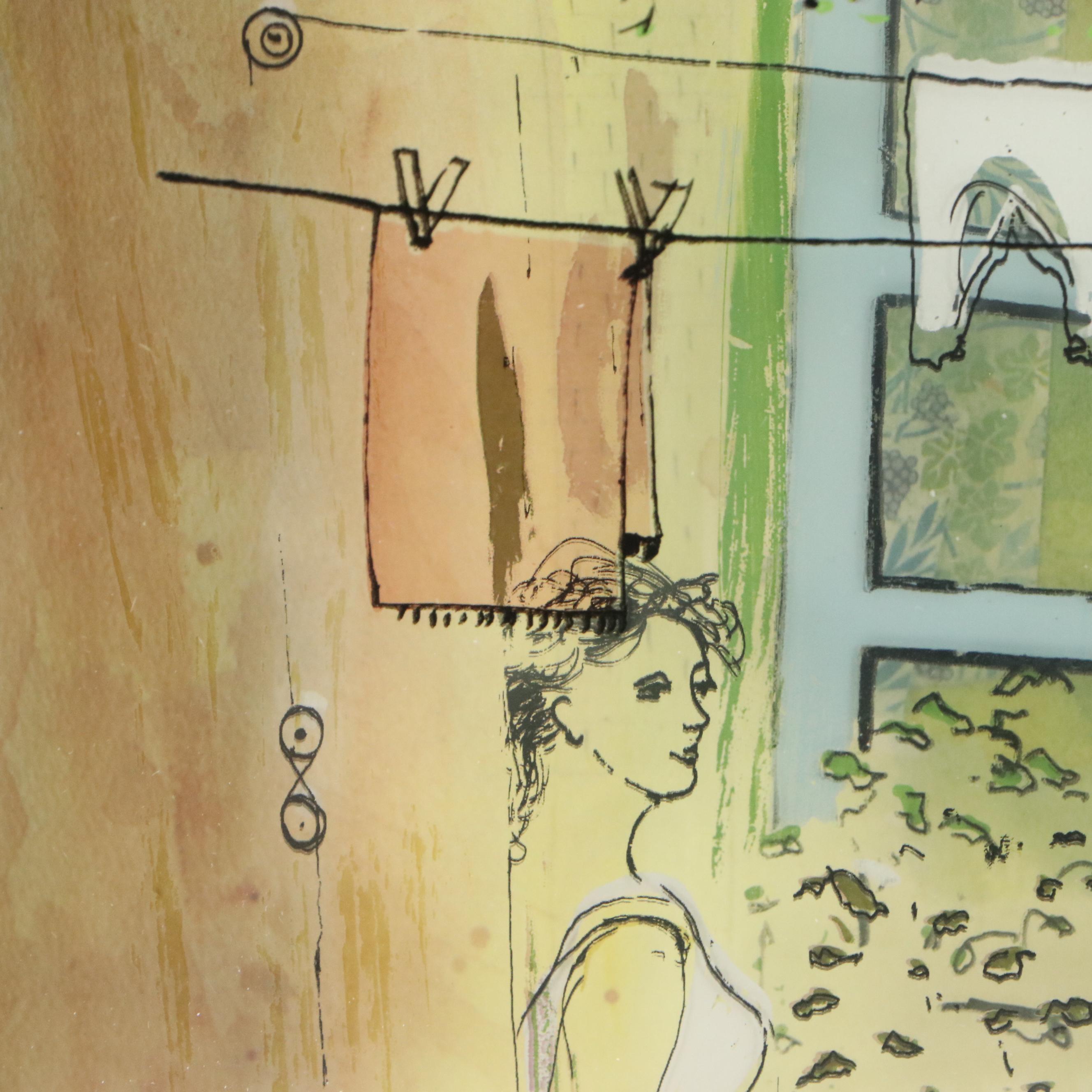 Jean-Pierre Weill Vitreographs "Girl Flowers Balcony" and Children at Play