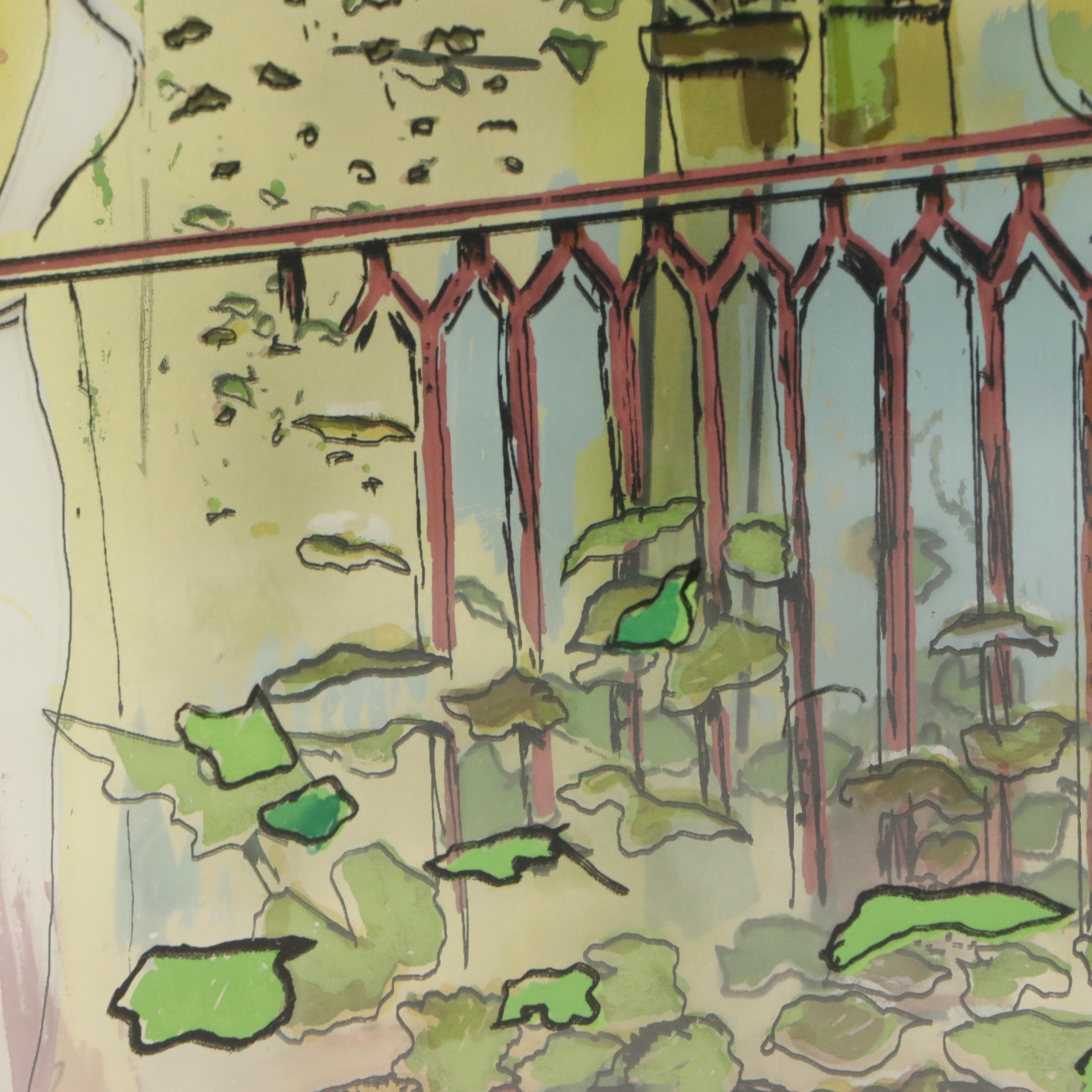 Jean-Pierre Weill Vitreographs "Girl Flowers Balcony" and Children at Play