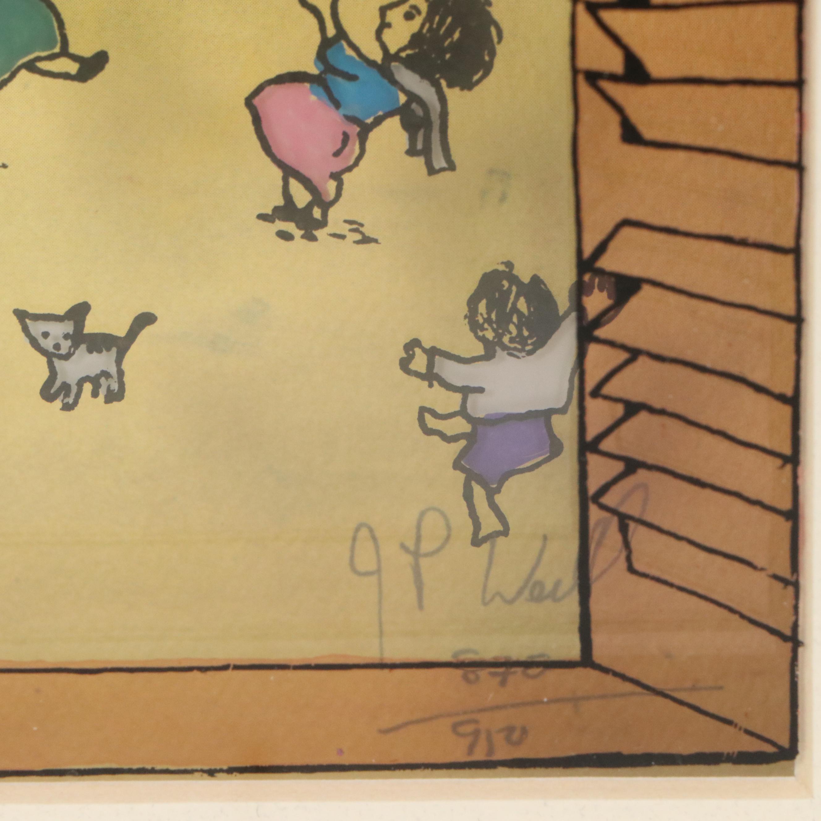 Jean-Pierre Weill Vitreographs "Girl Flowers Balcony" and Children at Play