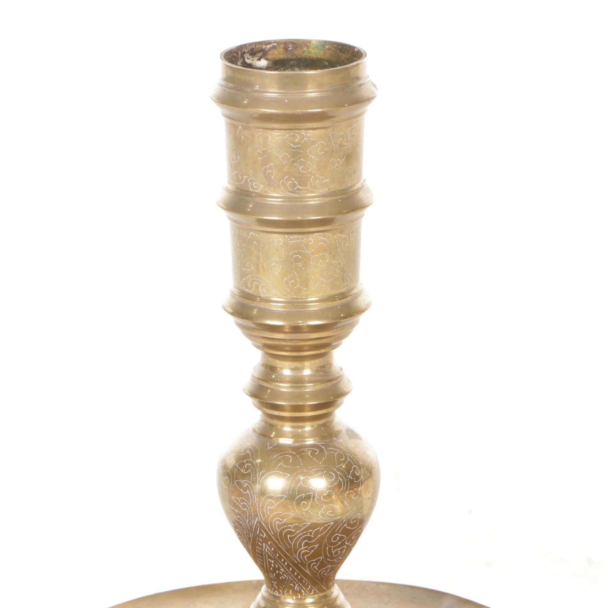 Moroccan Style Etched Brass Pillar Candle Holder