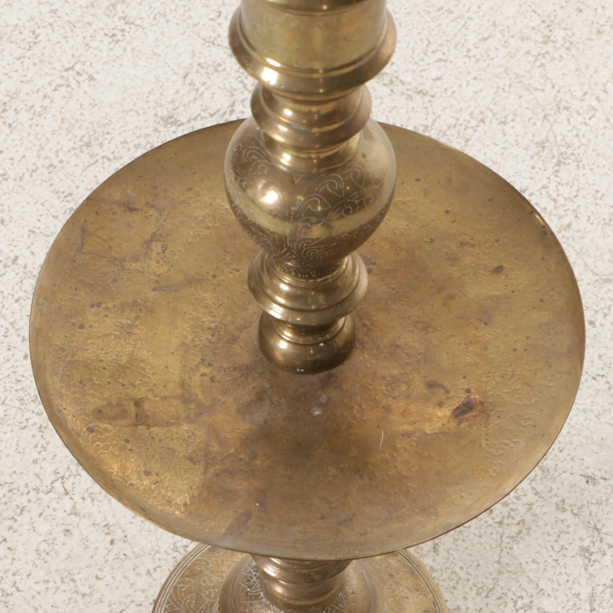 Moroccan Style Etched Brass Pillar Candle Holder