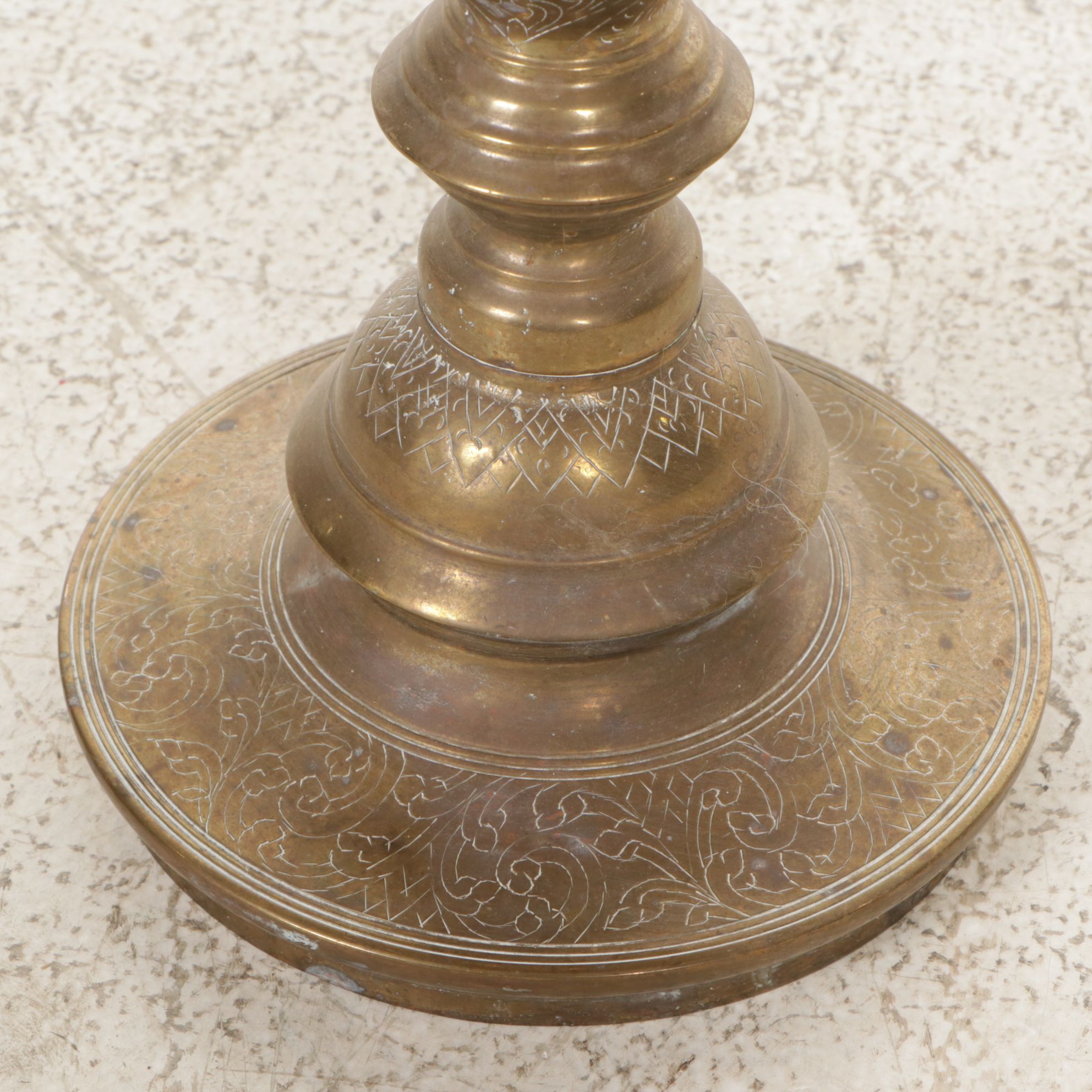 Moroccan Style Etched Brass Pillar Candle Holder