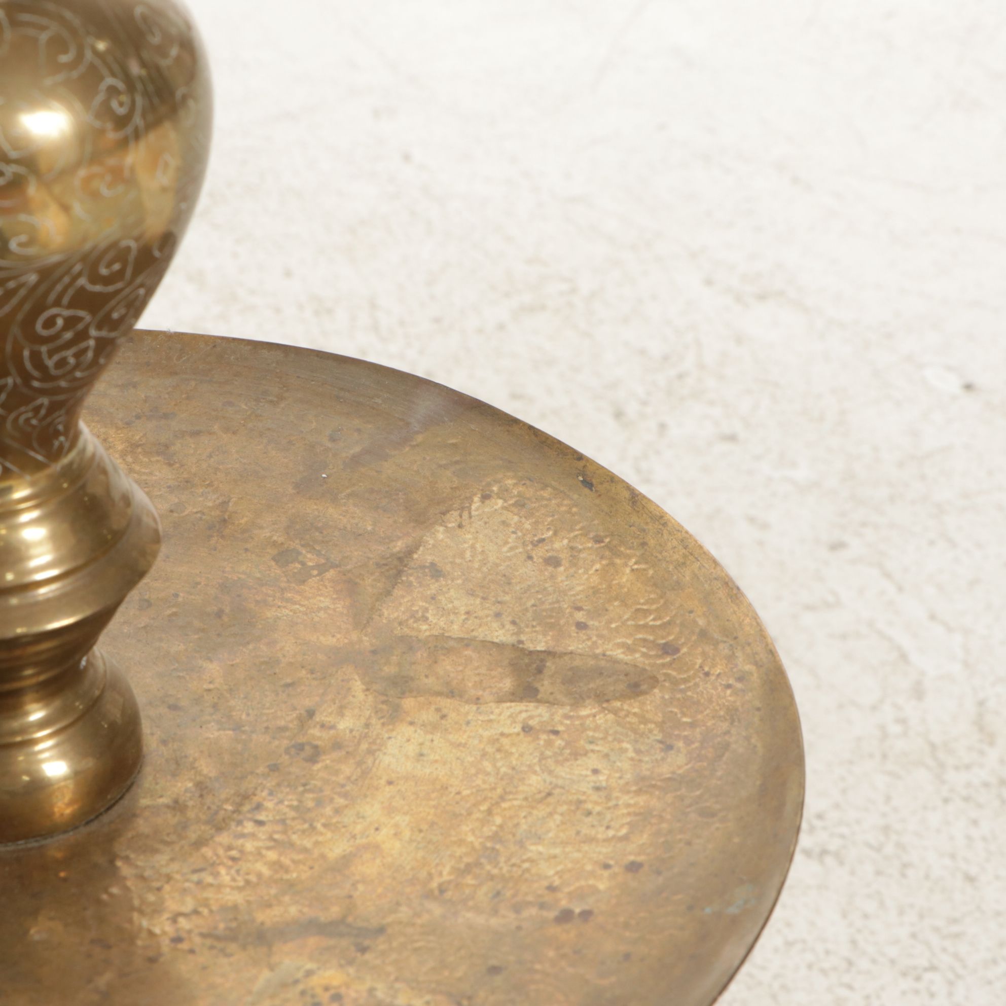 Moroccan Style Etched Brass Pillar Candle Holder