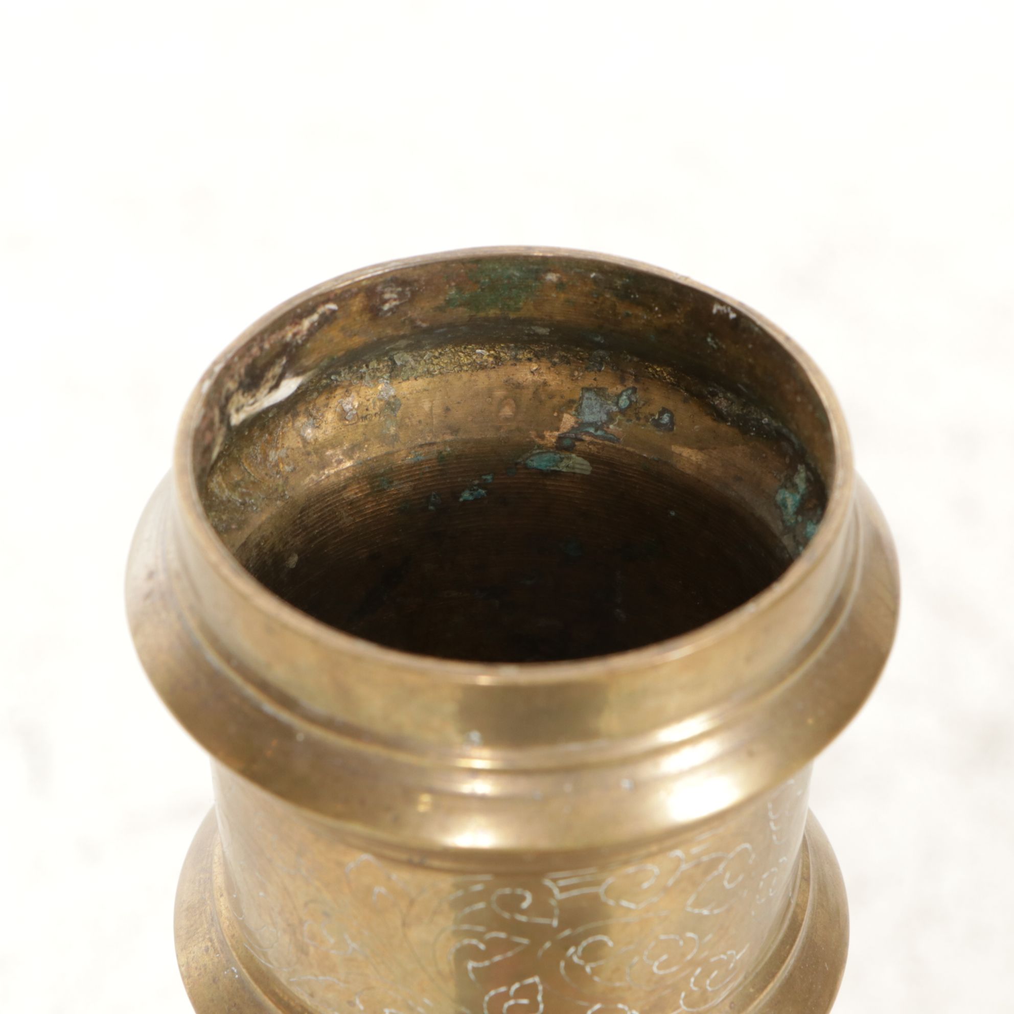 Moroccan Style Etched Brass Pillar Candle Holder