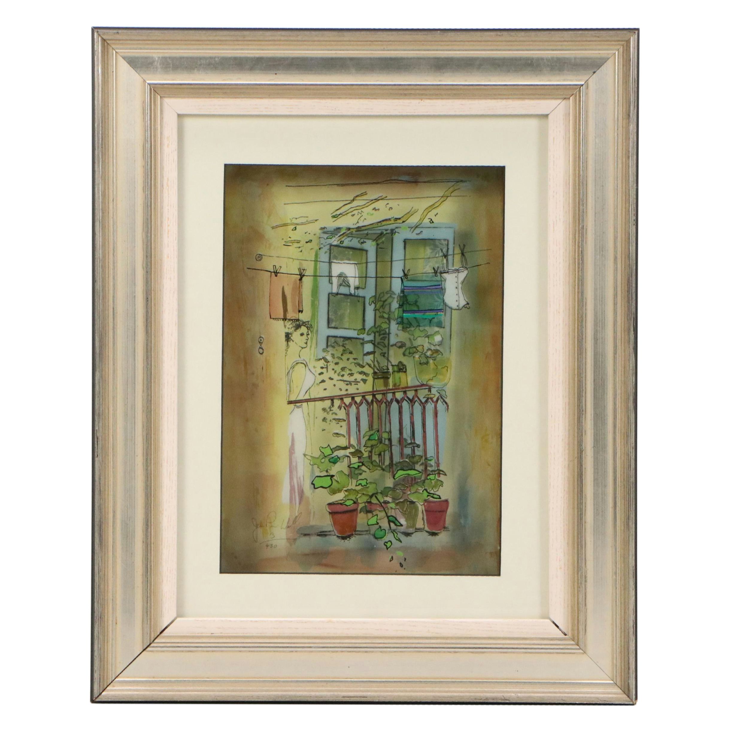 Jean-Pierre Weill Vitreographs "Girl Flowers Balcony" and Children at Play