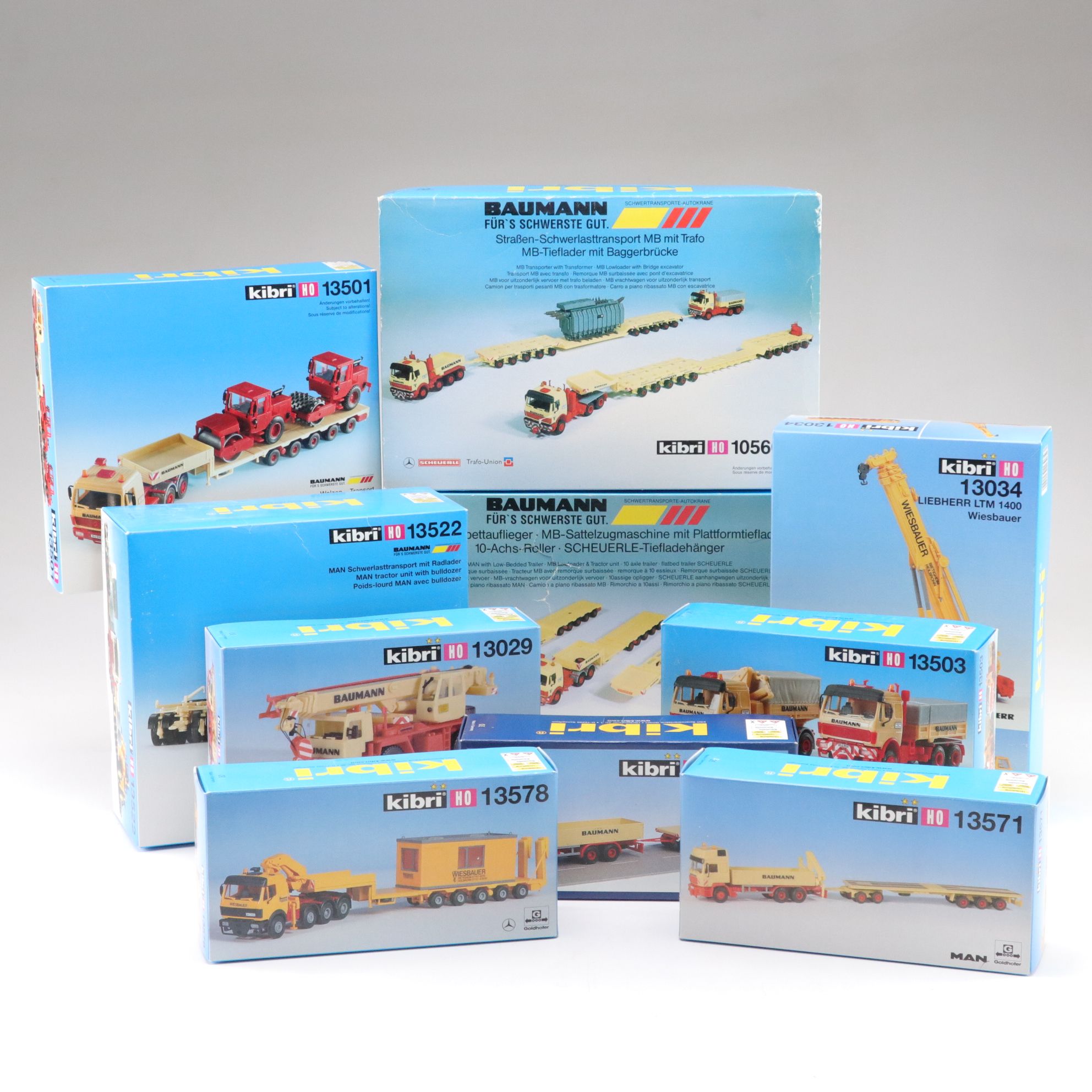 Ten Kibri HO Scale Model Construction and Work Trucks