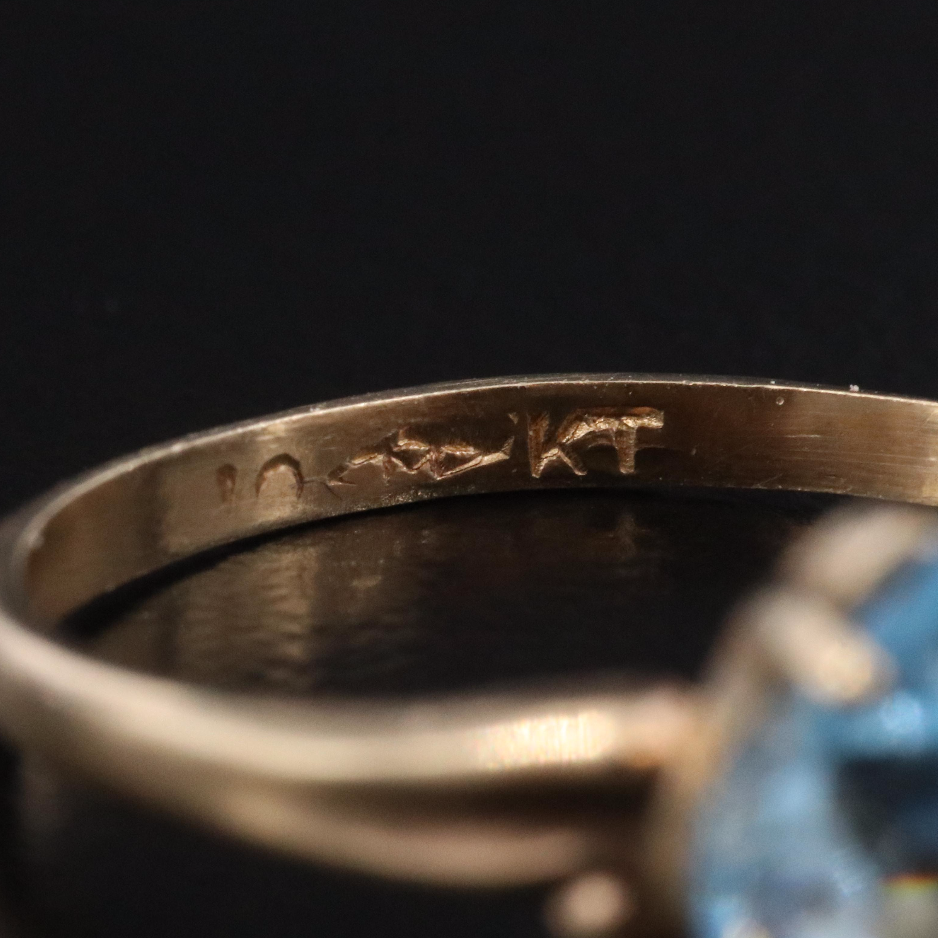 10K Glass Solitaire Heart Ring