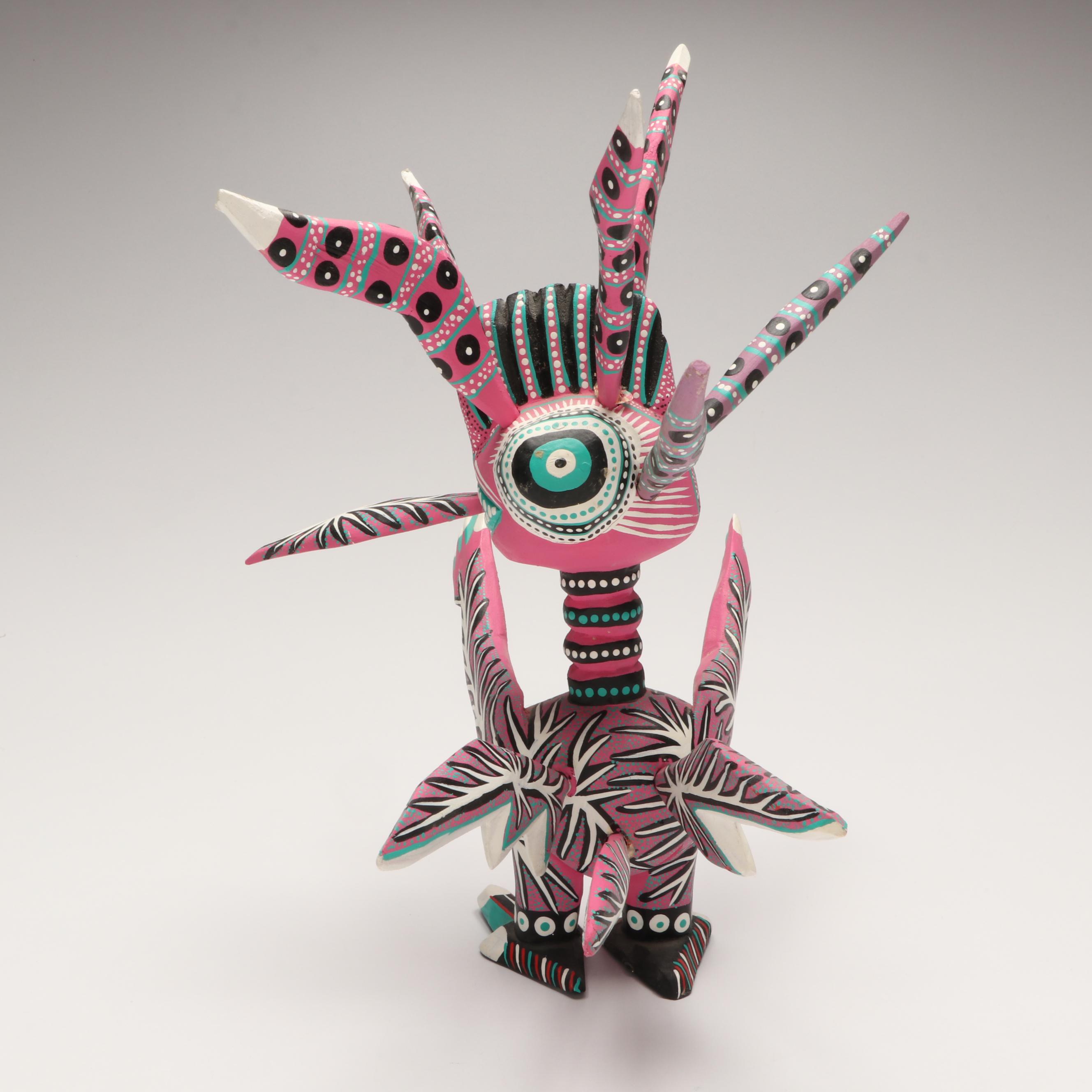 Mexican Oaxacan Folk Art Hand-Painted Wood Alebrijes
