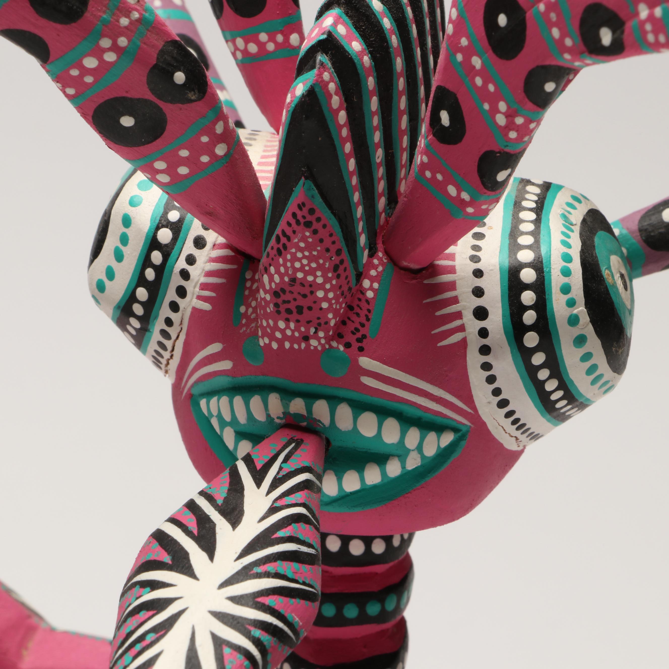 Mexican Oaxacan Folk Art Hand-Painted Wood Alebrijes