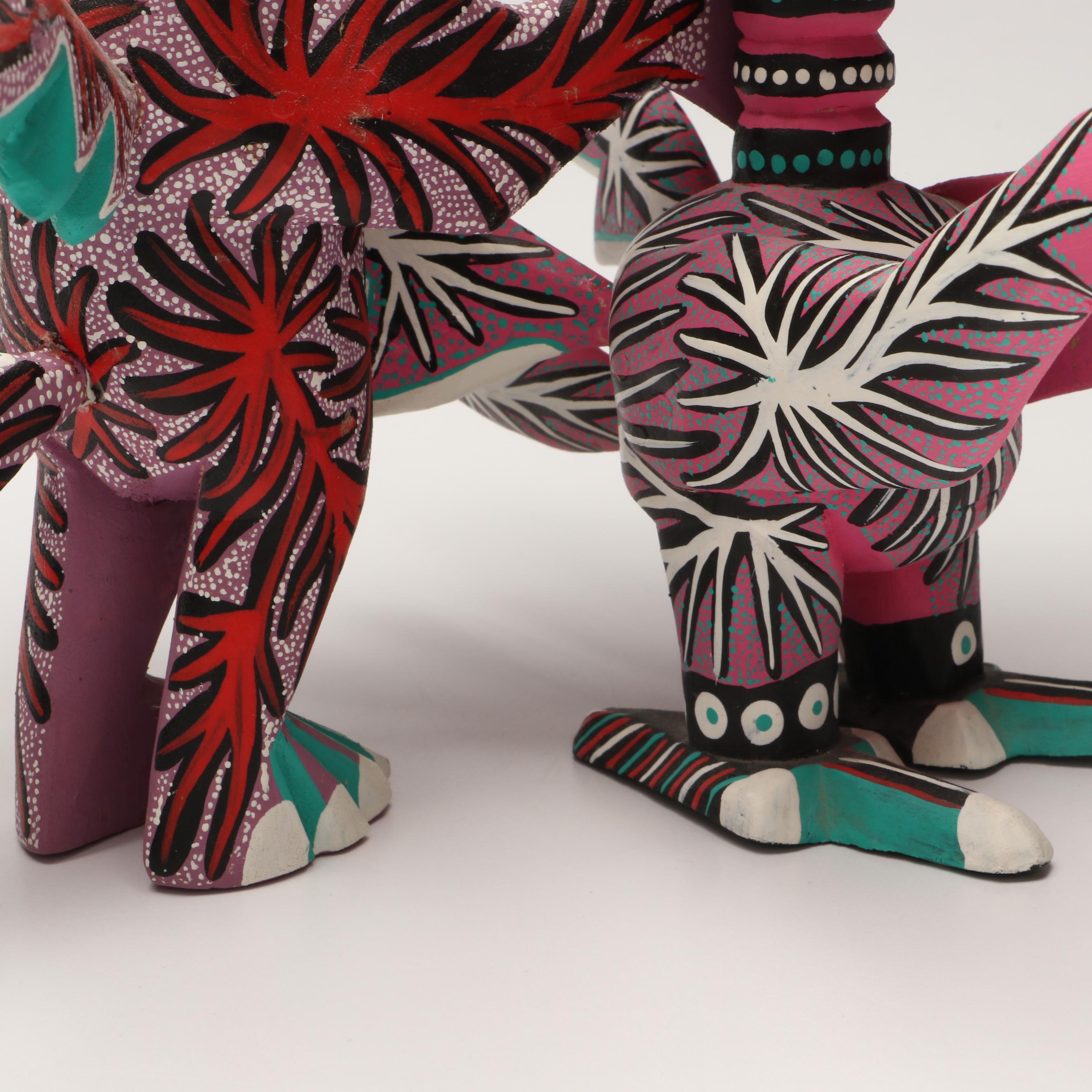 Mexican Oaxacan Folk Art Hand-Painted Wood Alebrijes
