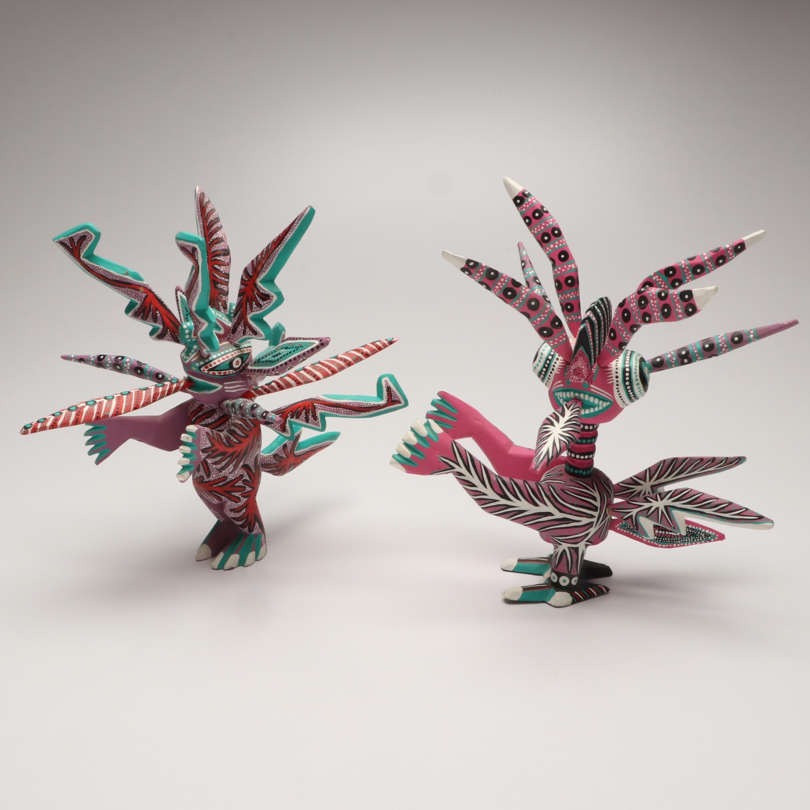Mexican Oaxacan Folk Art Hand-Painted Wood Alebrijes