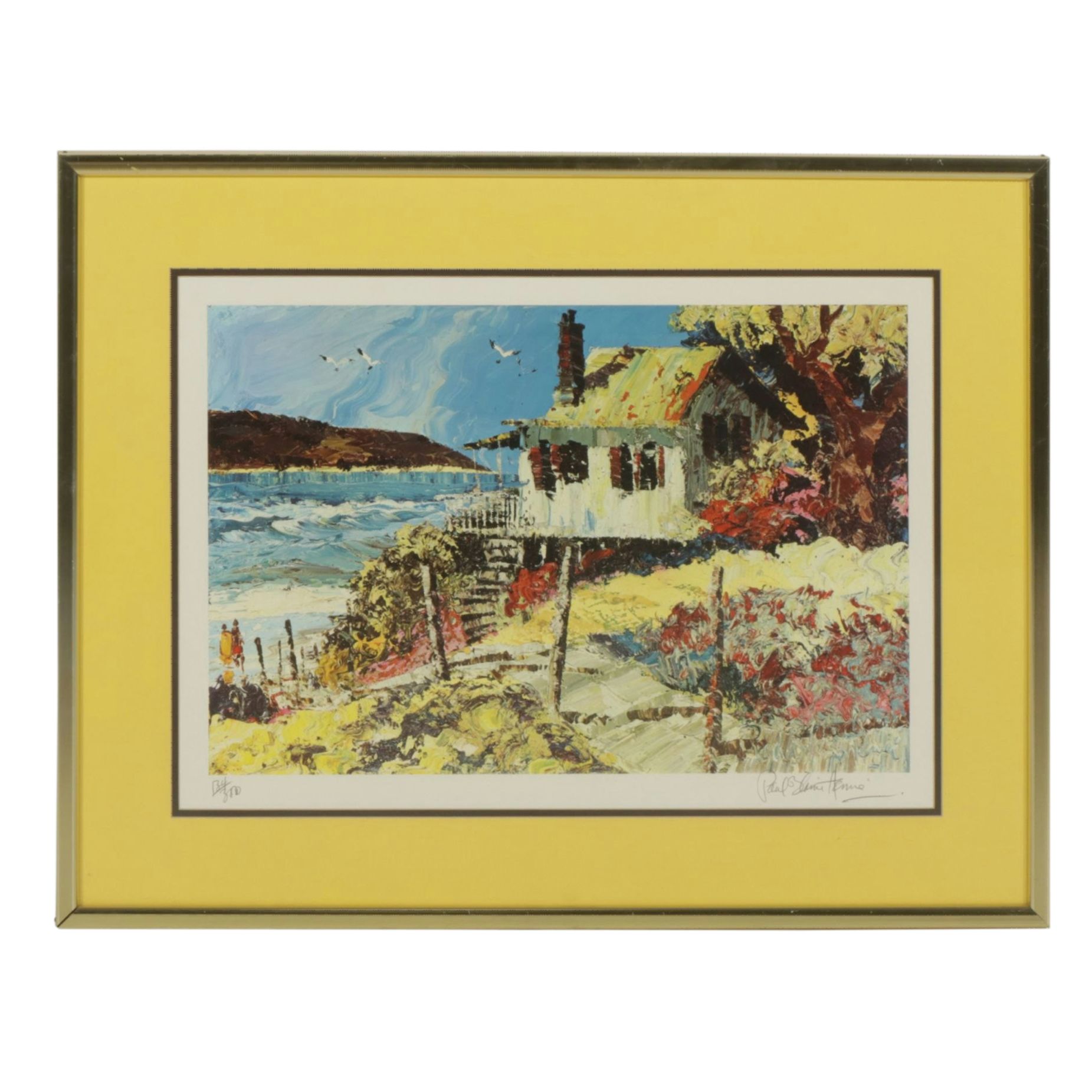 Paul Blaine Henrie Offset Lithograph "California Cottage", Late 20th Century