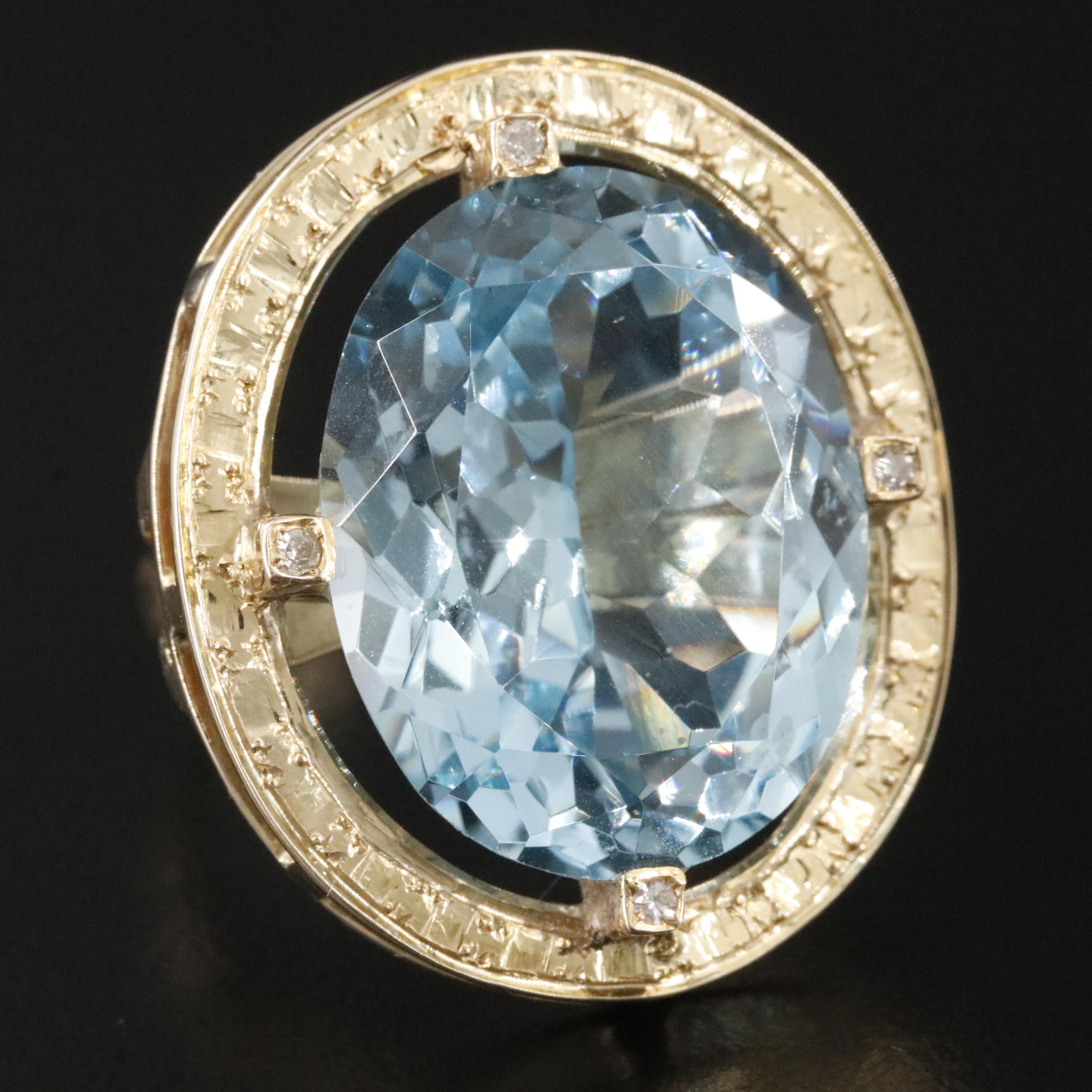 14K 30.82 CT Topaz and Diamond Ring