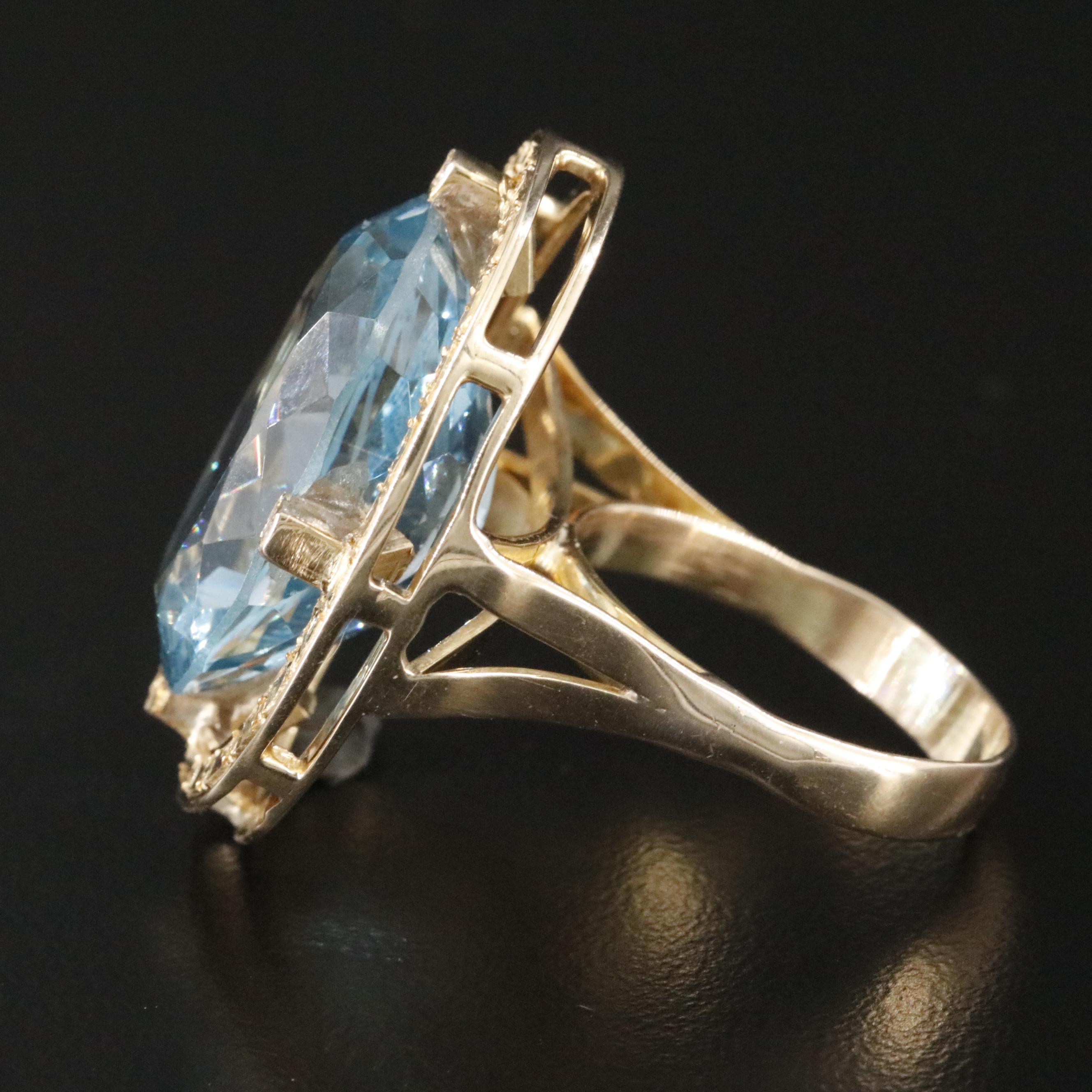 14K 30.82 CT Topaz and Diamond Ring