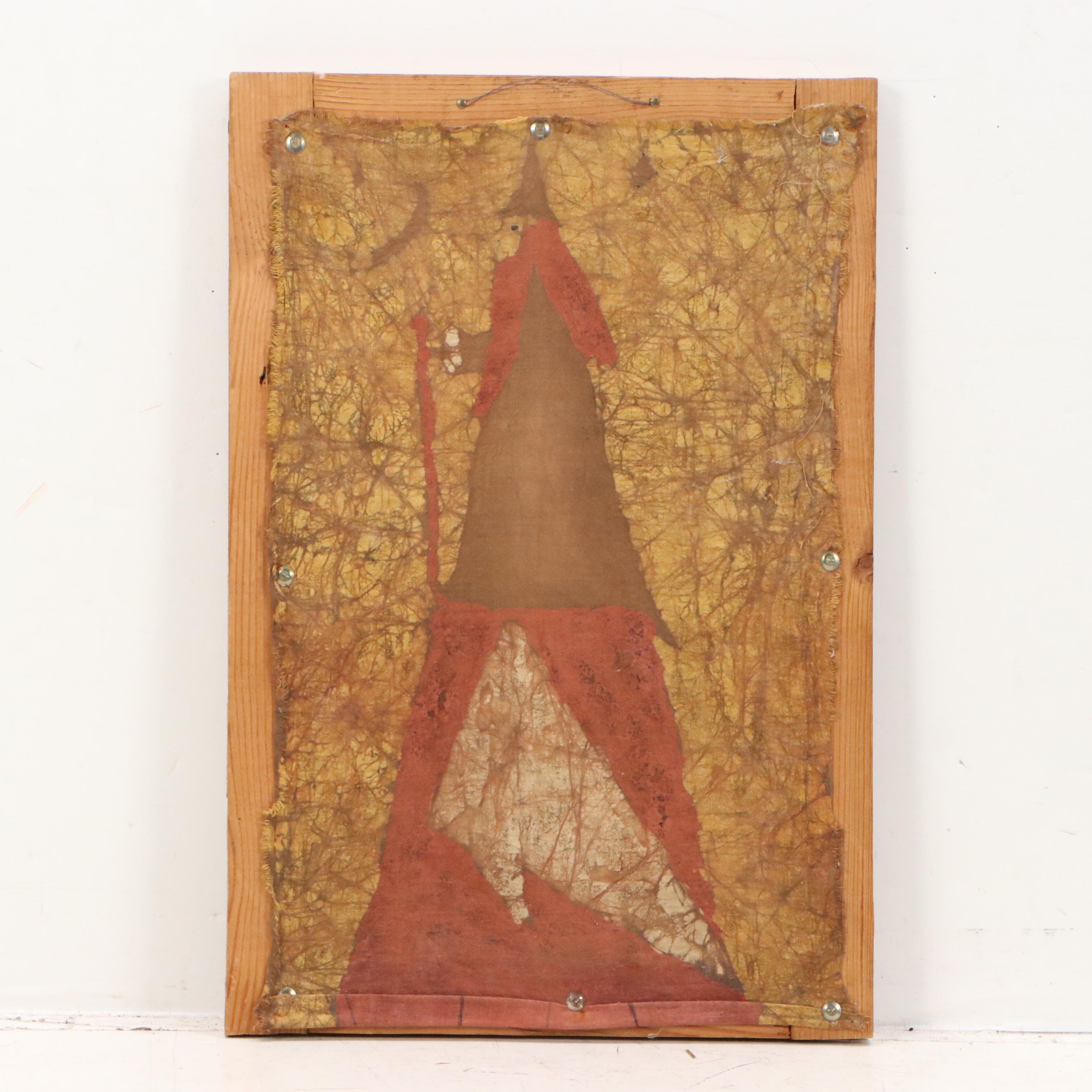 Nocturne Batik Panel Depicting Cloaked Traveler