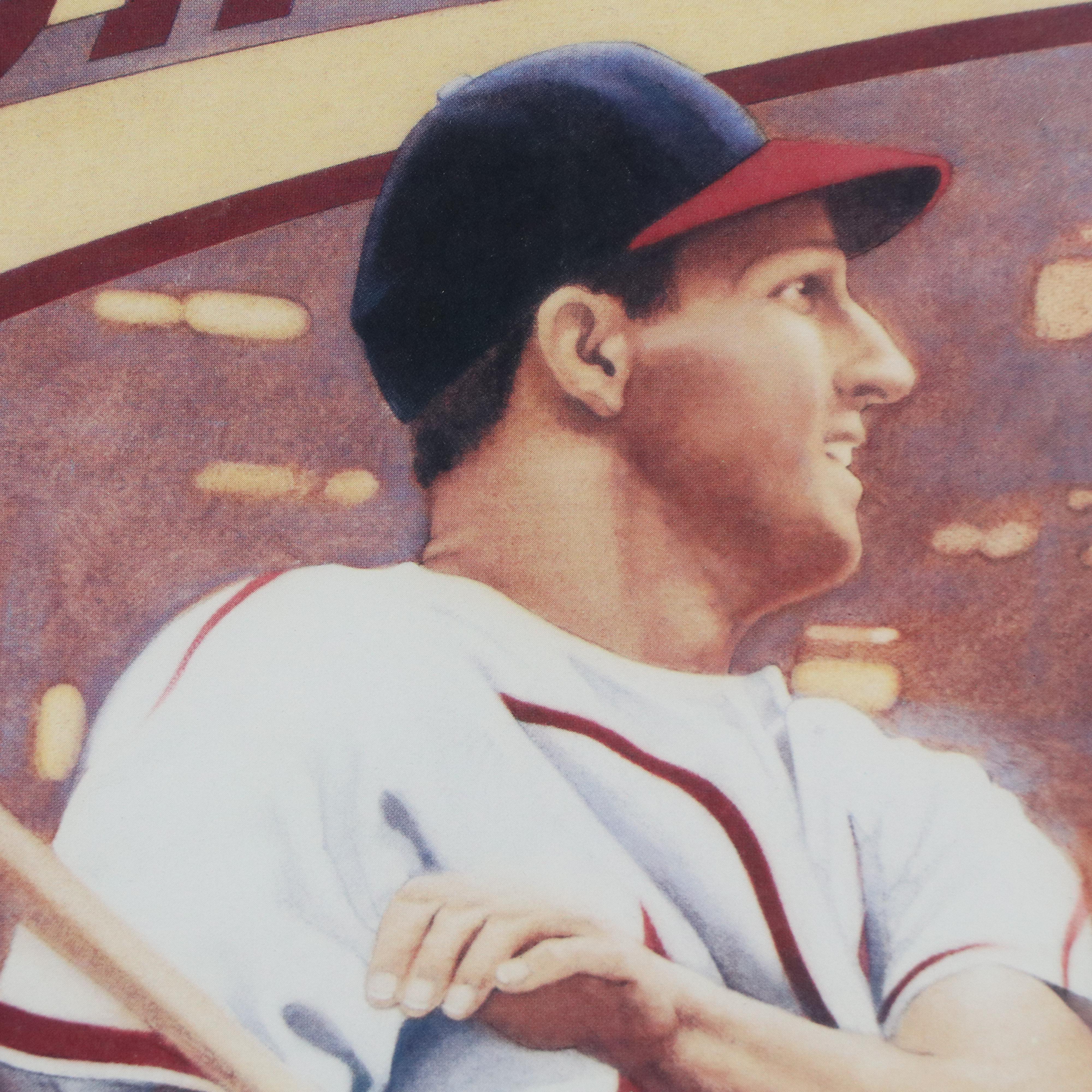 Stan Musial Signed Busch Beer St. Louis Cardinals Baseball Print in Matted Frame