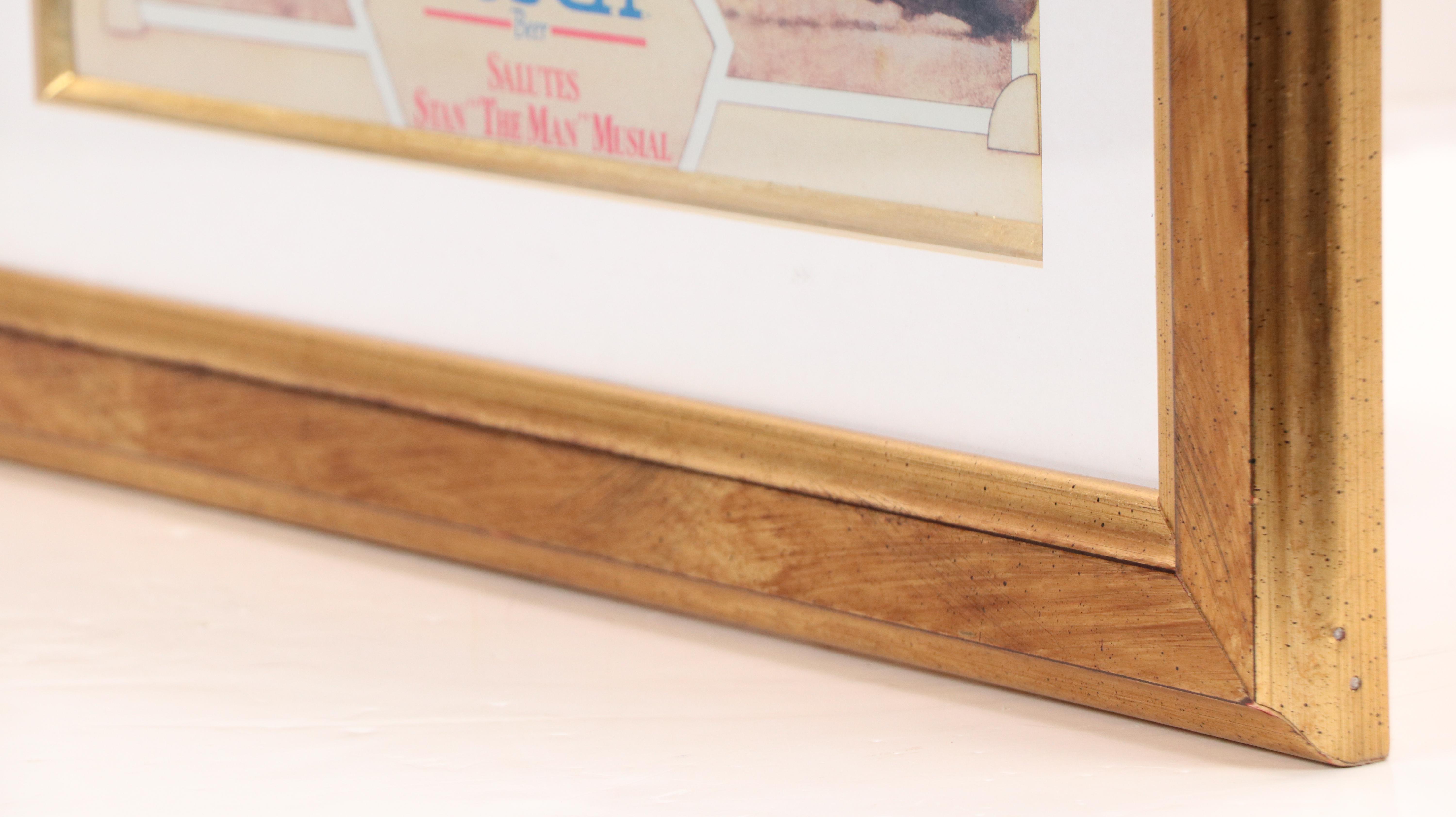 Stan Musial Signed Busch Beer St. Louis Cardinals Baseball Print in Matted Frame