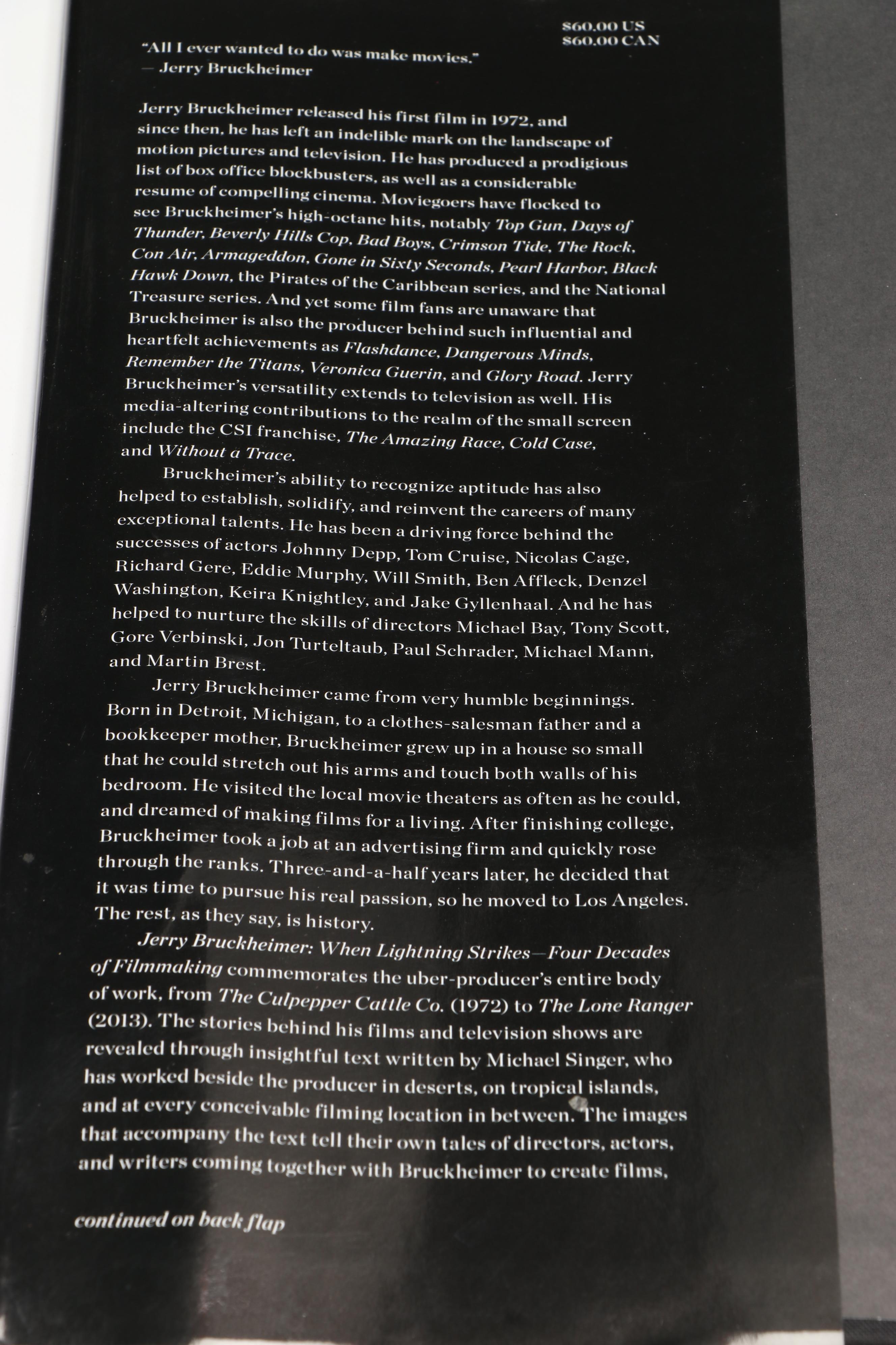 Signed First Edition "Jerry Bruckheimer: When Lightning Strikes," 2013