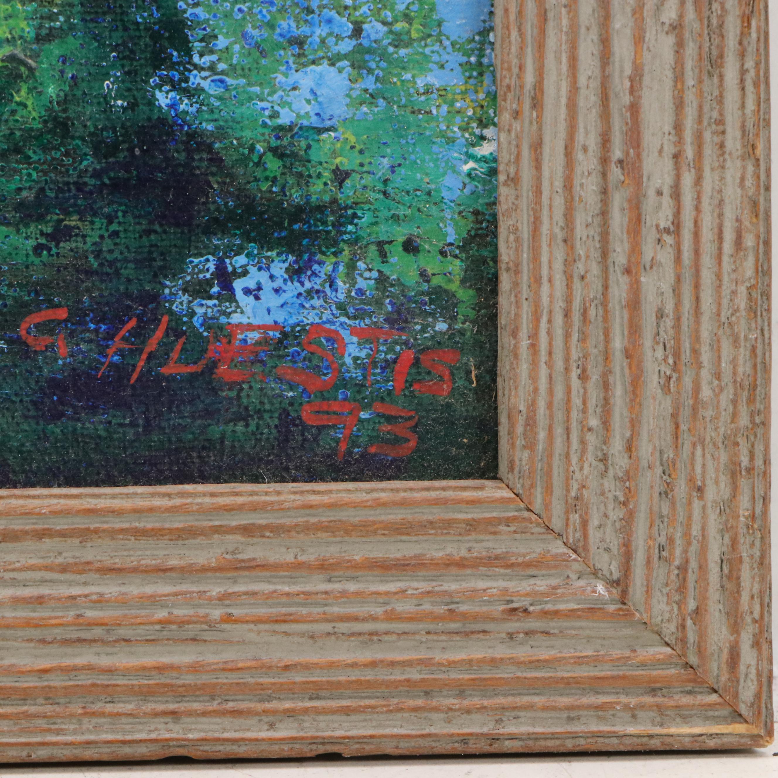 Surrealist Style Oil Painting of Carrot Headed Businessman, 1993