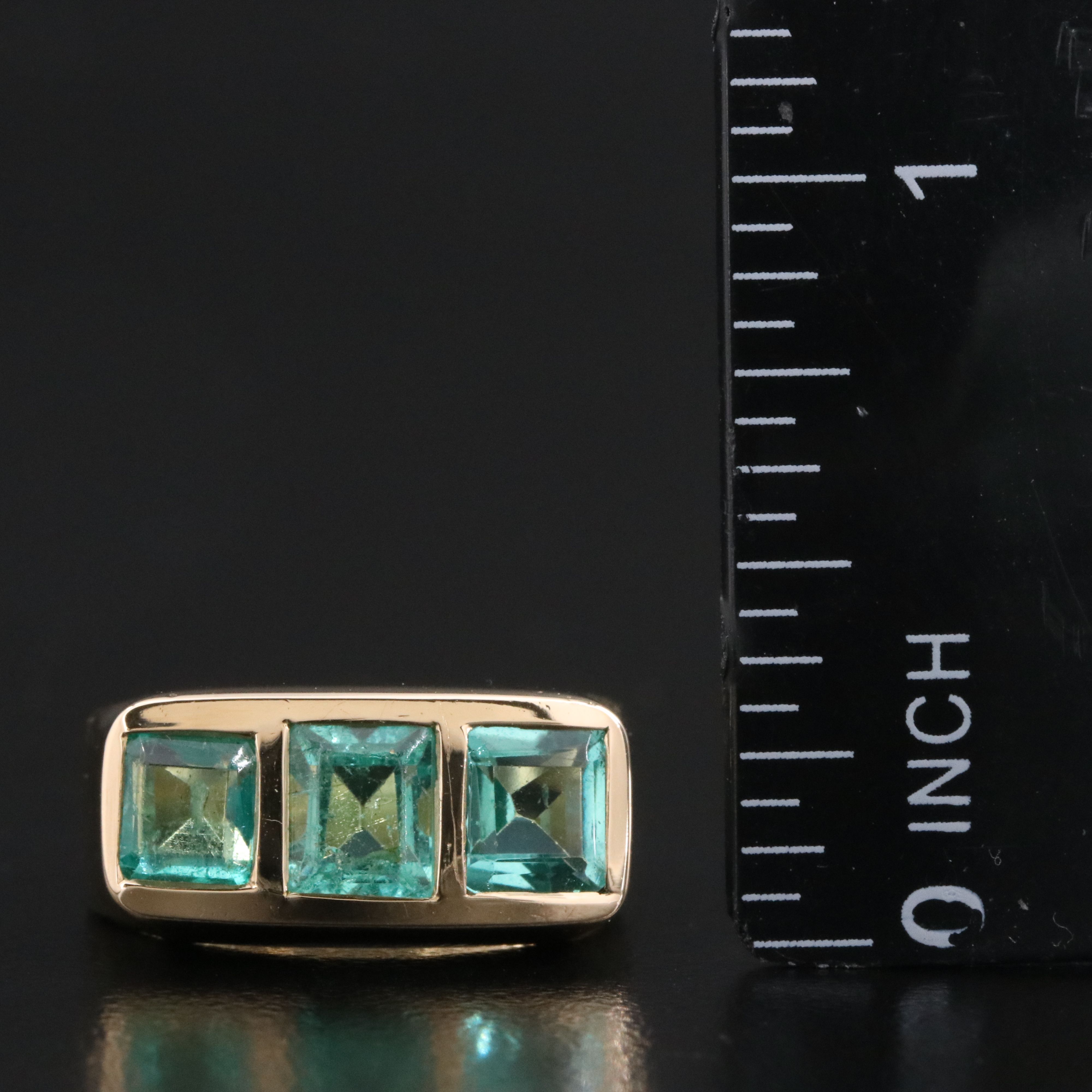 14K Emerald Three Stone Ring