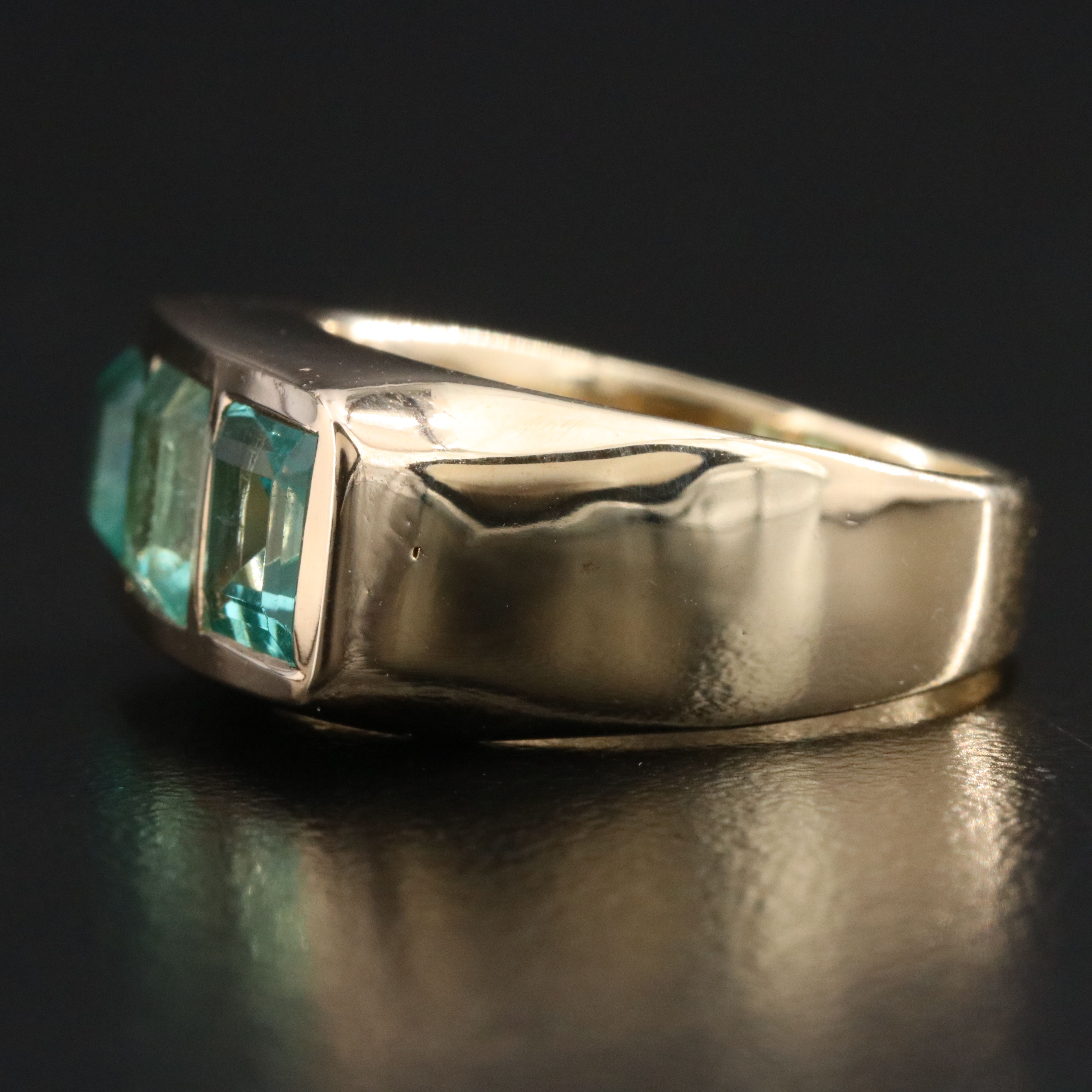 14K Emerald Three Stone Ring