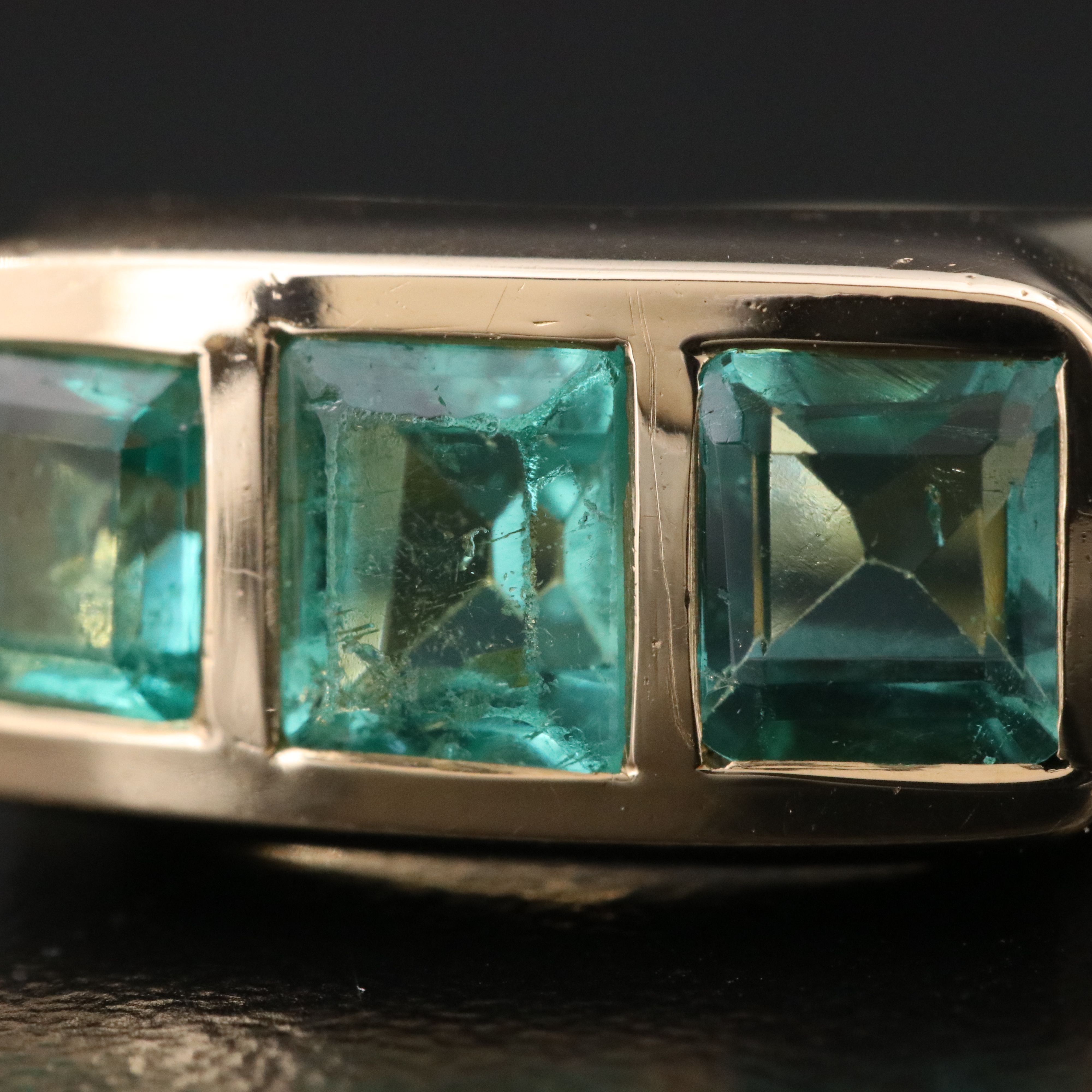 14K Emerald Three Stone Ring