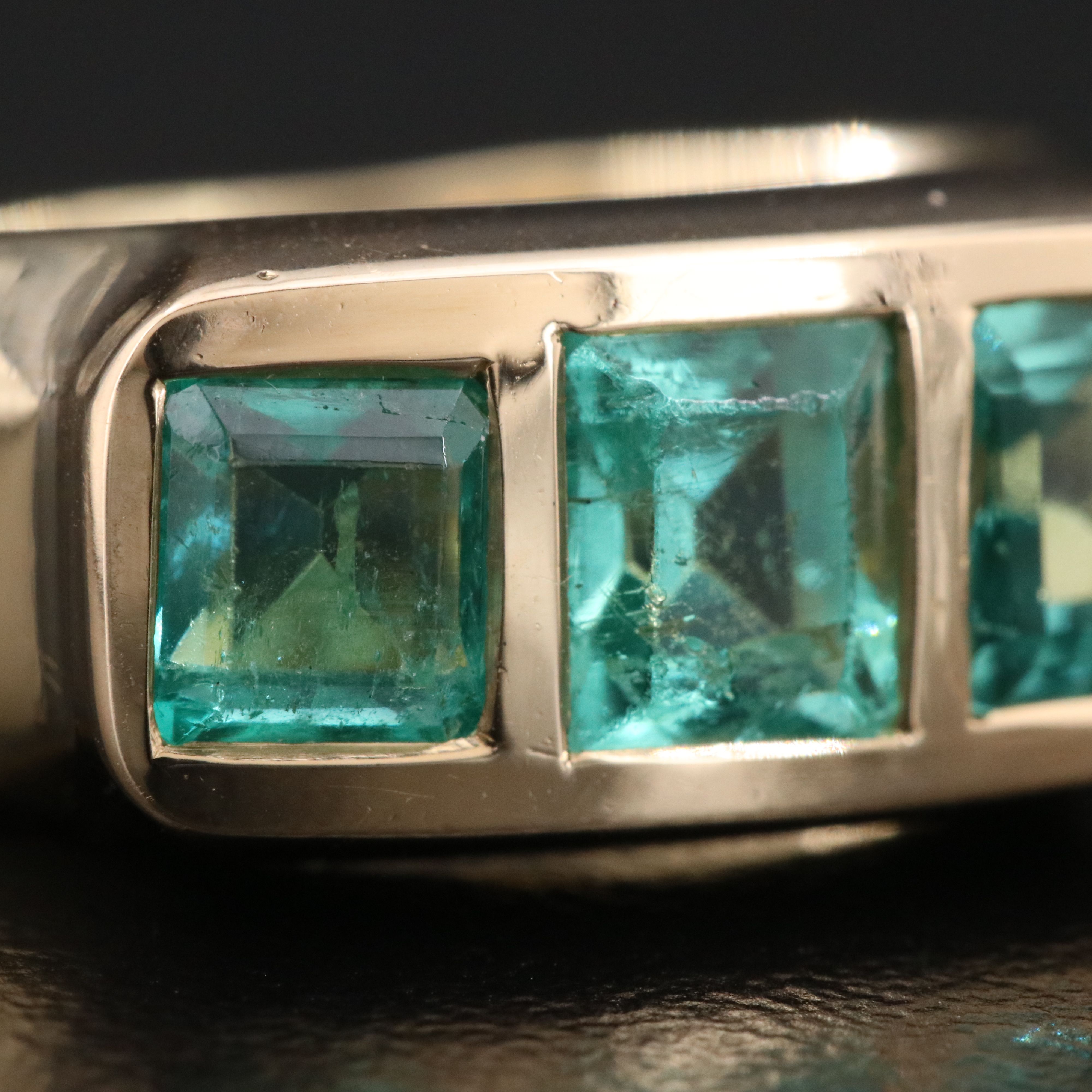 14K Emerald Three Stone Ring