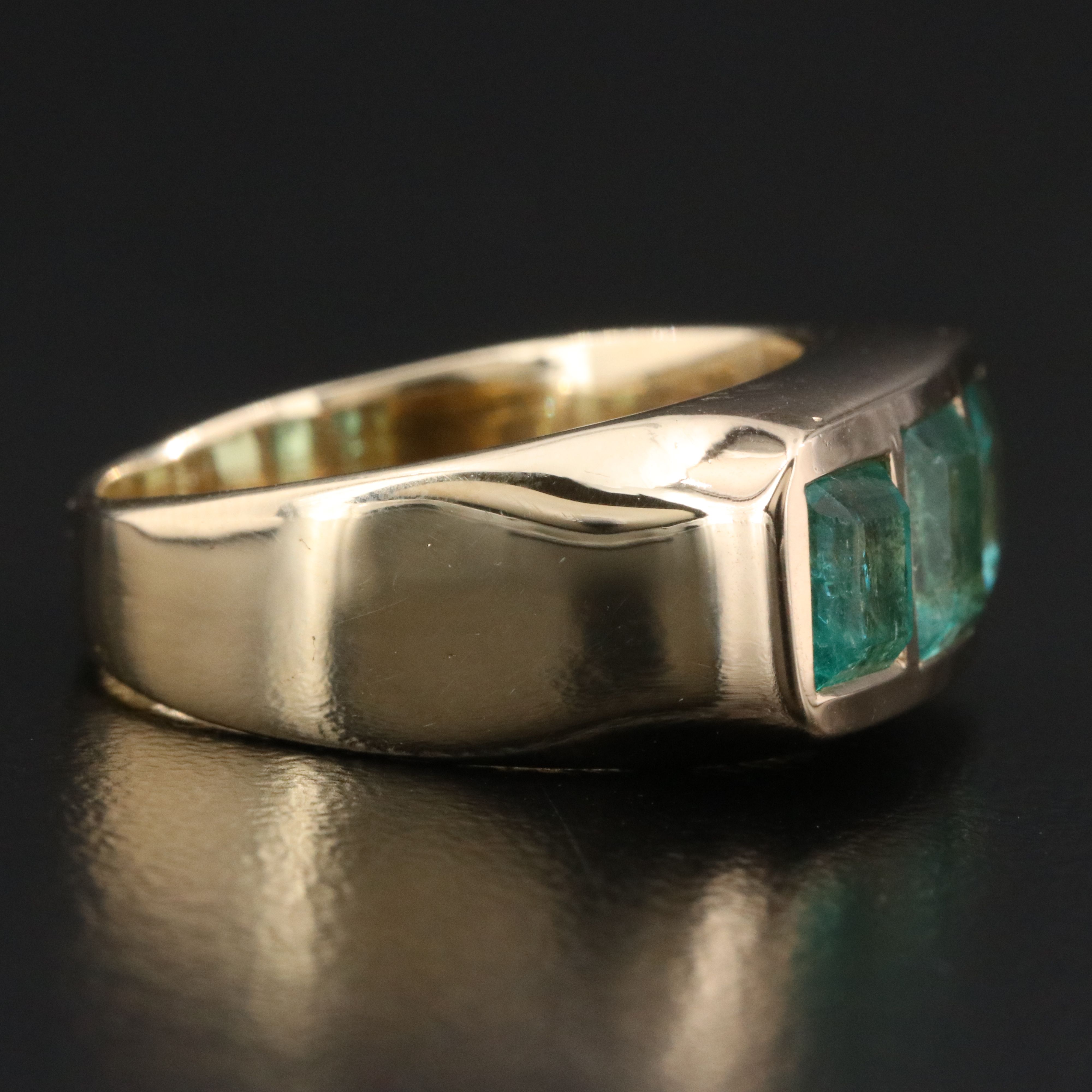 14K Emerald Three Stone Ring