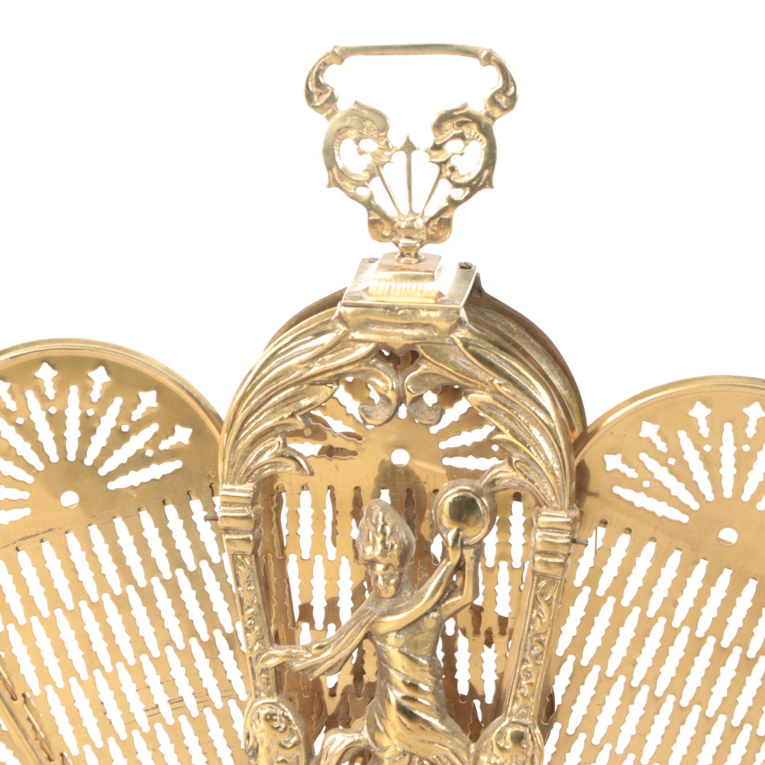Hollywood Regency Style Brass Peacock Fan Fireplace Screen