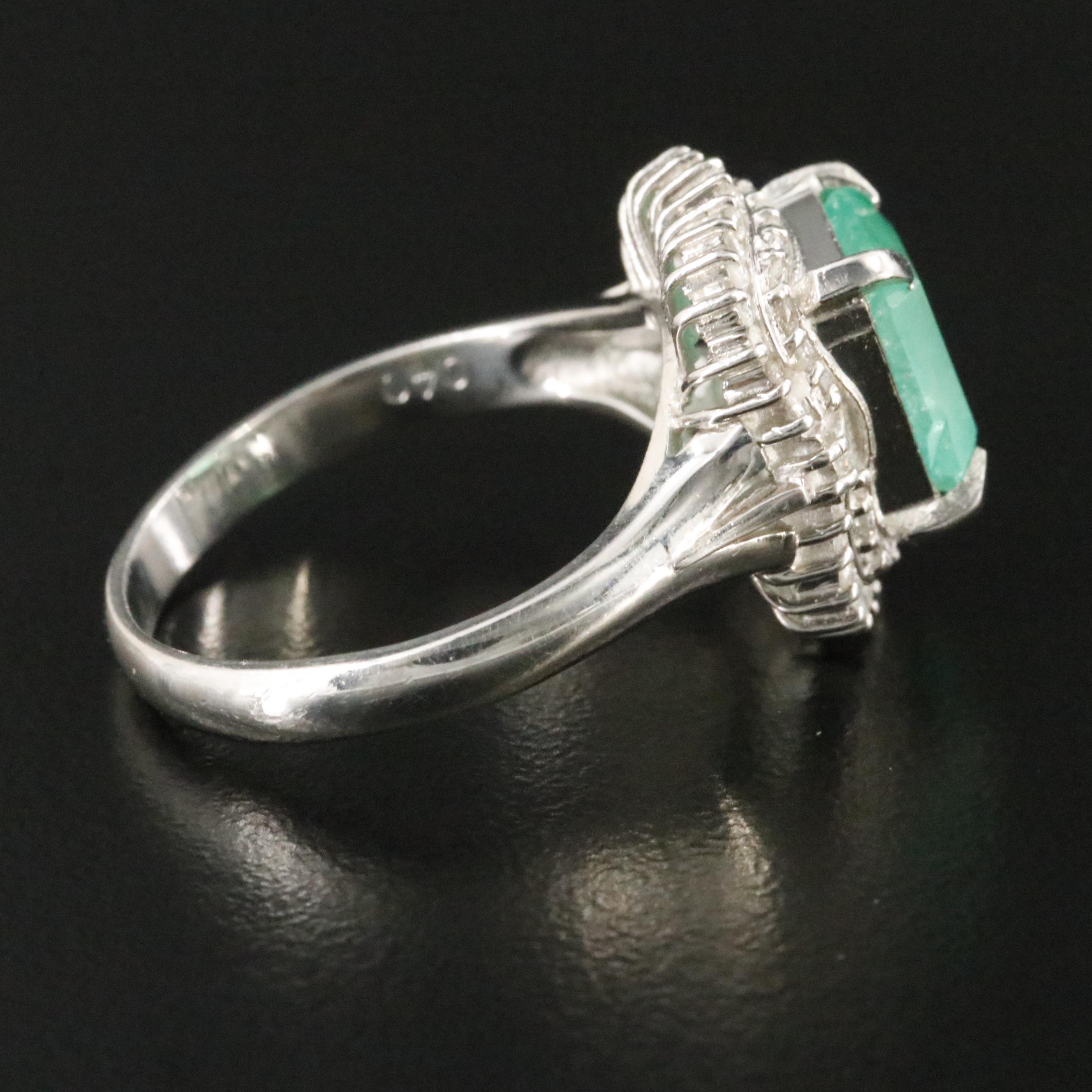 Platinum 2.05 CT Emerald and Diamond Ring
