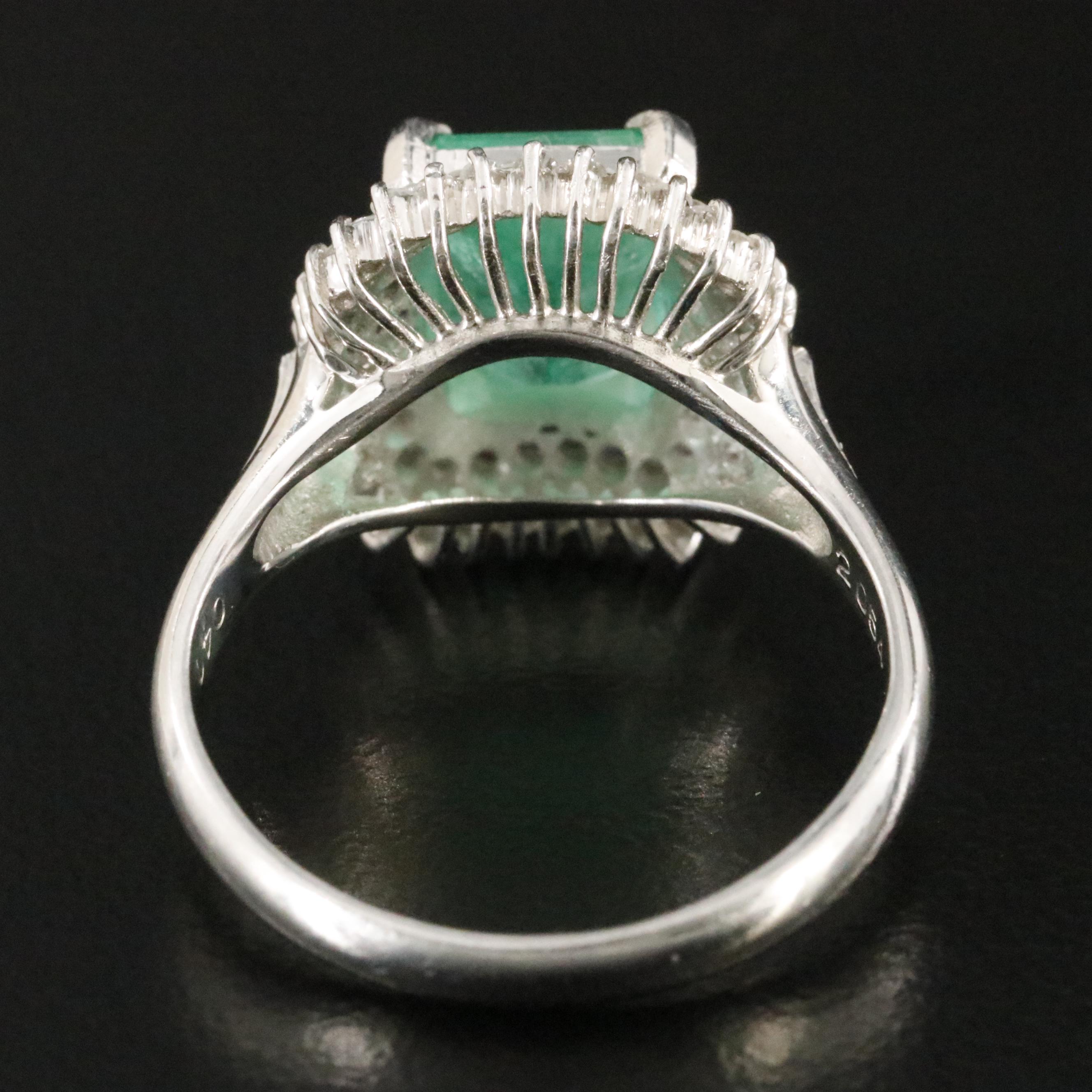 Platinum 2.05 CT Emerald and Diamond Ring
