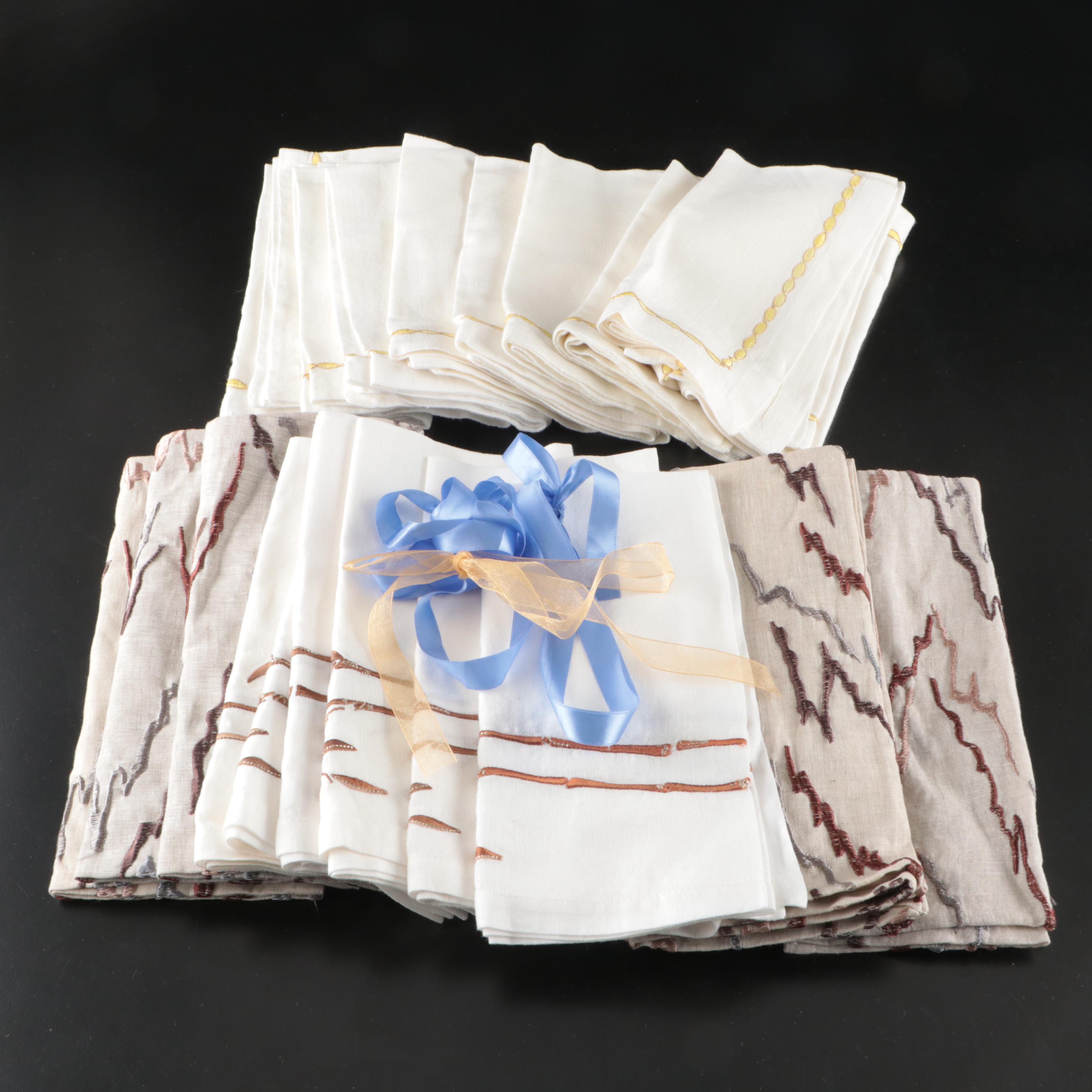 Kim Seybert "Mesa" Embroidered Linen Napkins and Other Embroidered Napkins