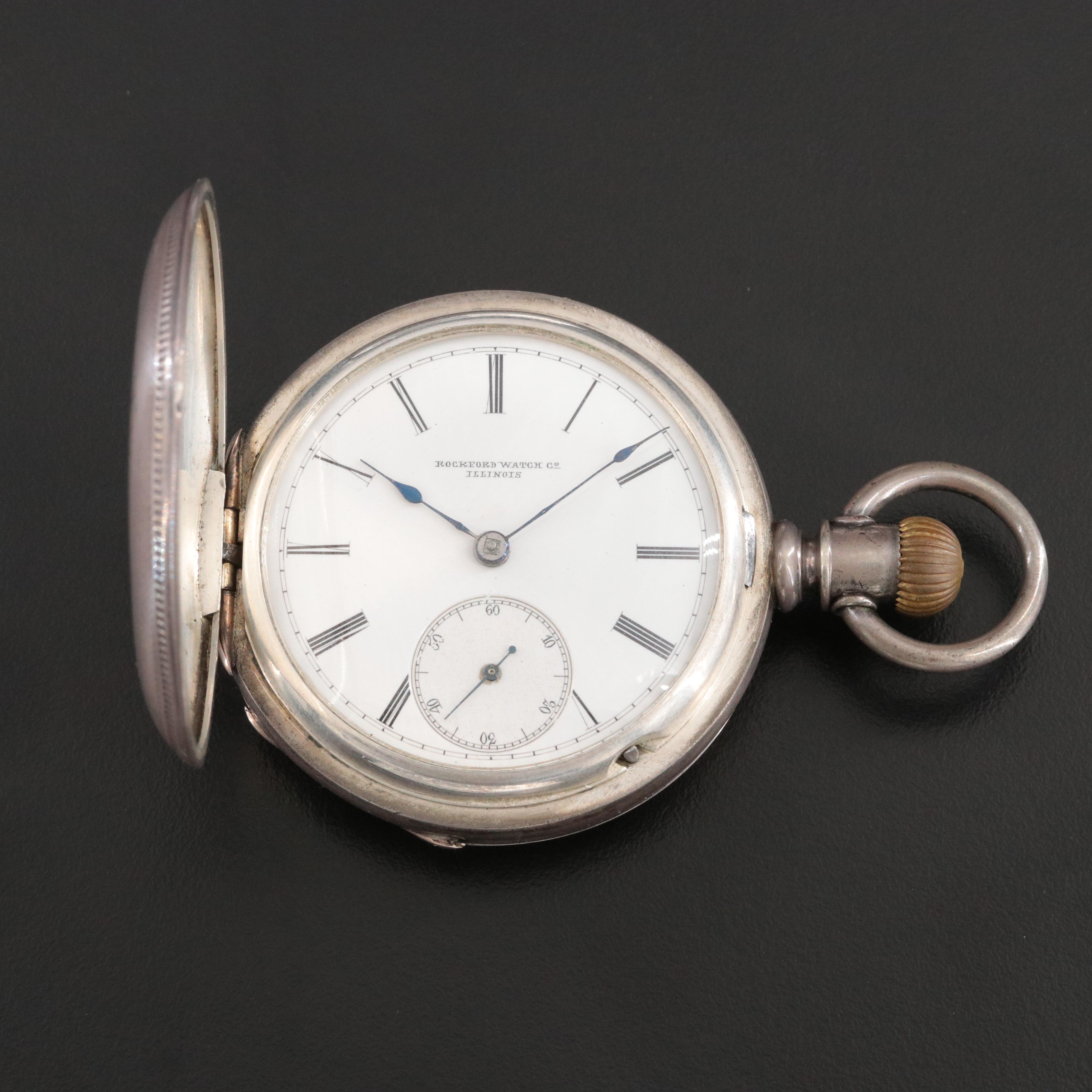 Vintage Rockford Watch Co. Illinois 900 Silver Pocket Watch #8411