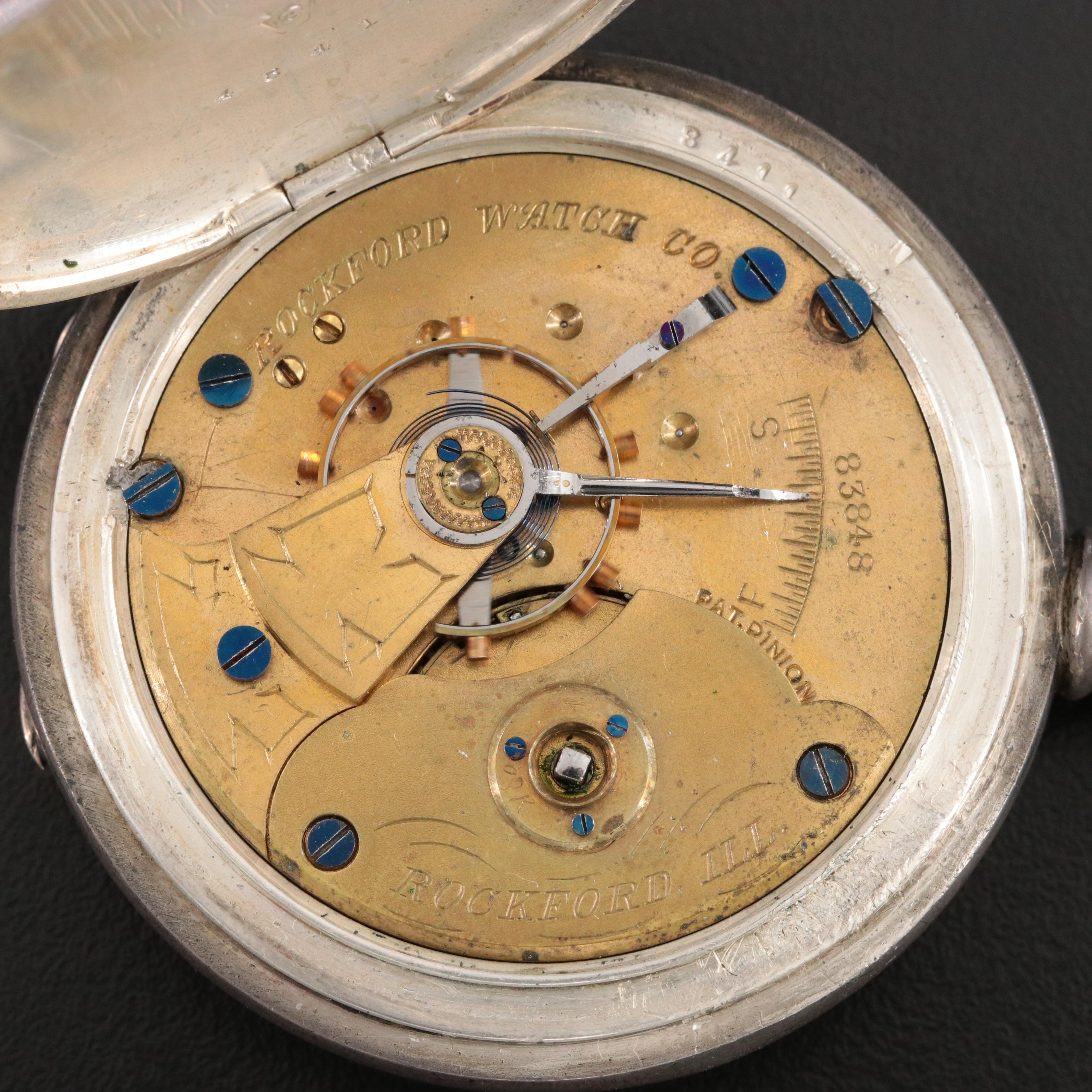 Vintage Rockford Watch Co. Illinois 900 Silver Pocket Watch #8411