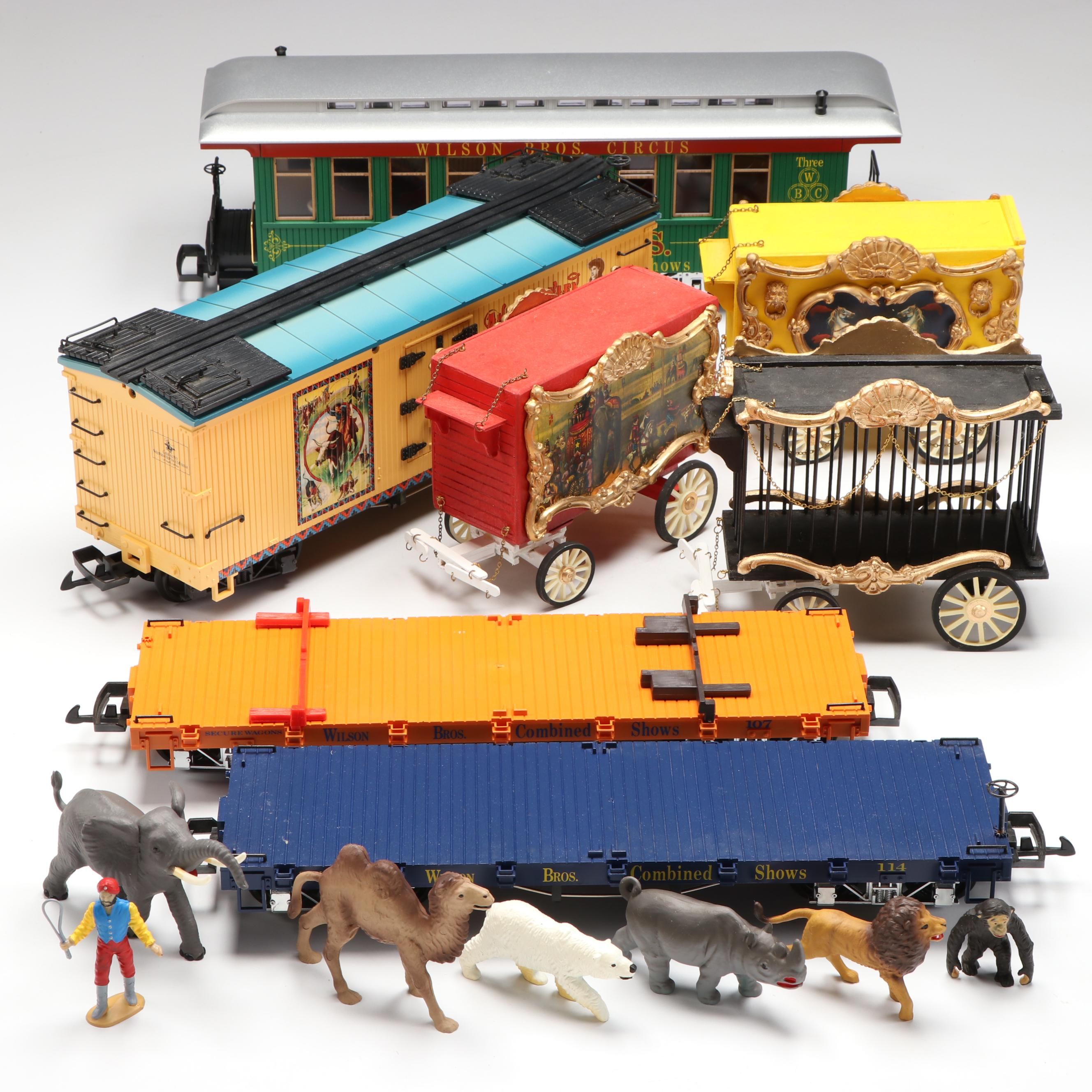 LGB G Scale Wilson Bros. Circus Train Cars with Accessories